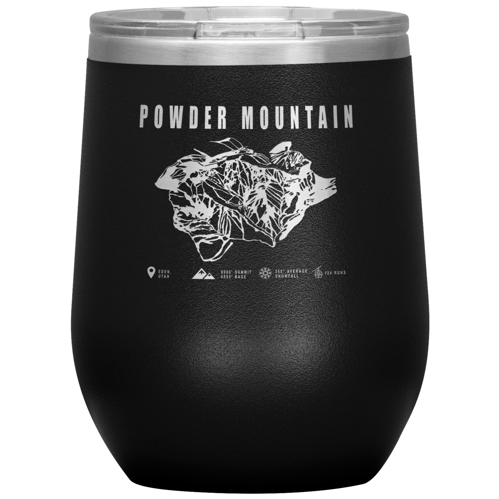 Powder Mountain,Utah Ski Trail Map Wine 12oz Tumbler - Powderaddicts