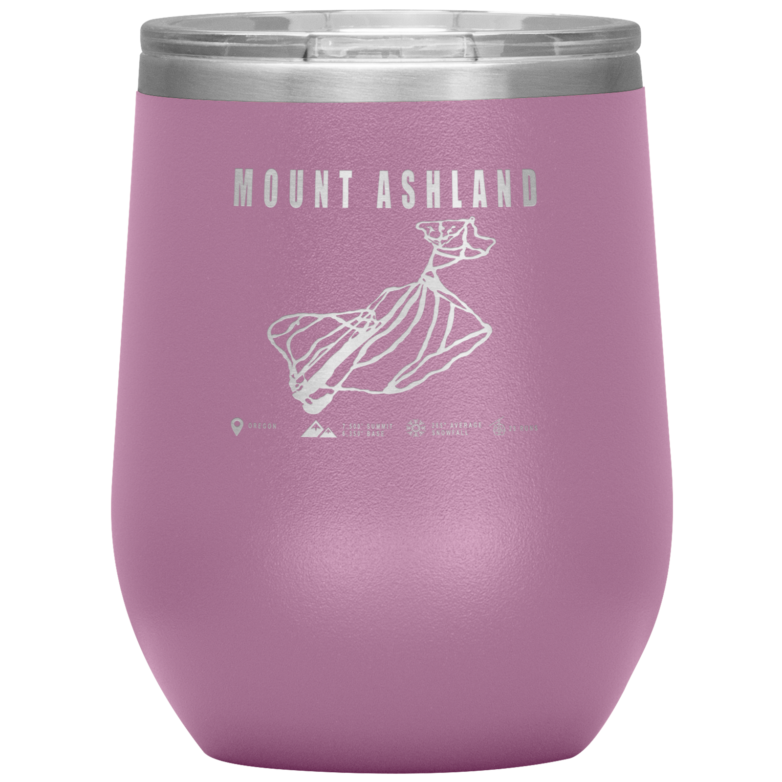 Mount Ashland, Oregon Ski Trail Map Wine 12oz Tumbler - Powderaddicts