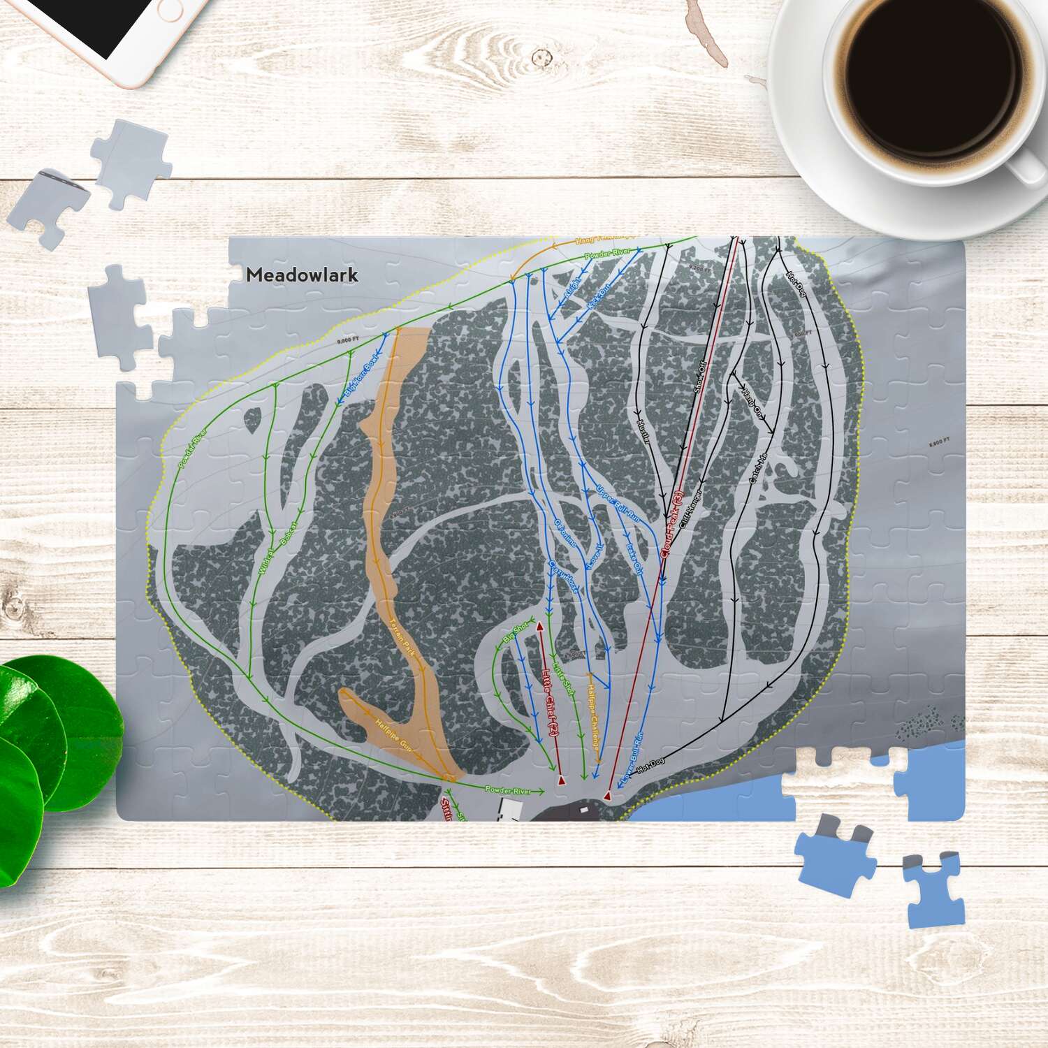 Meadowlark Wyoming Ski Trail Map Puzzle - Powderaddicts