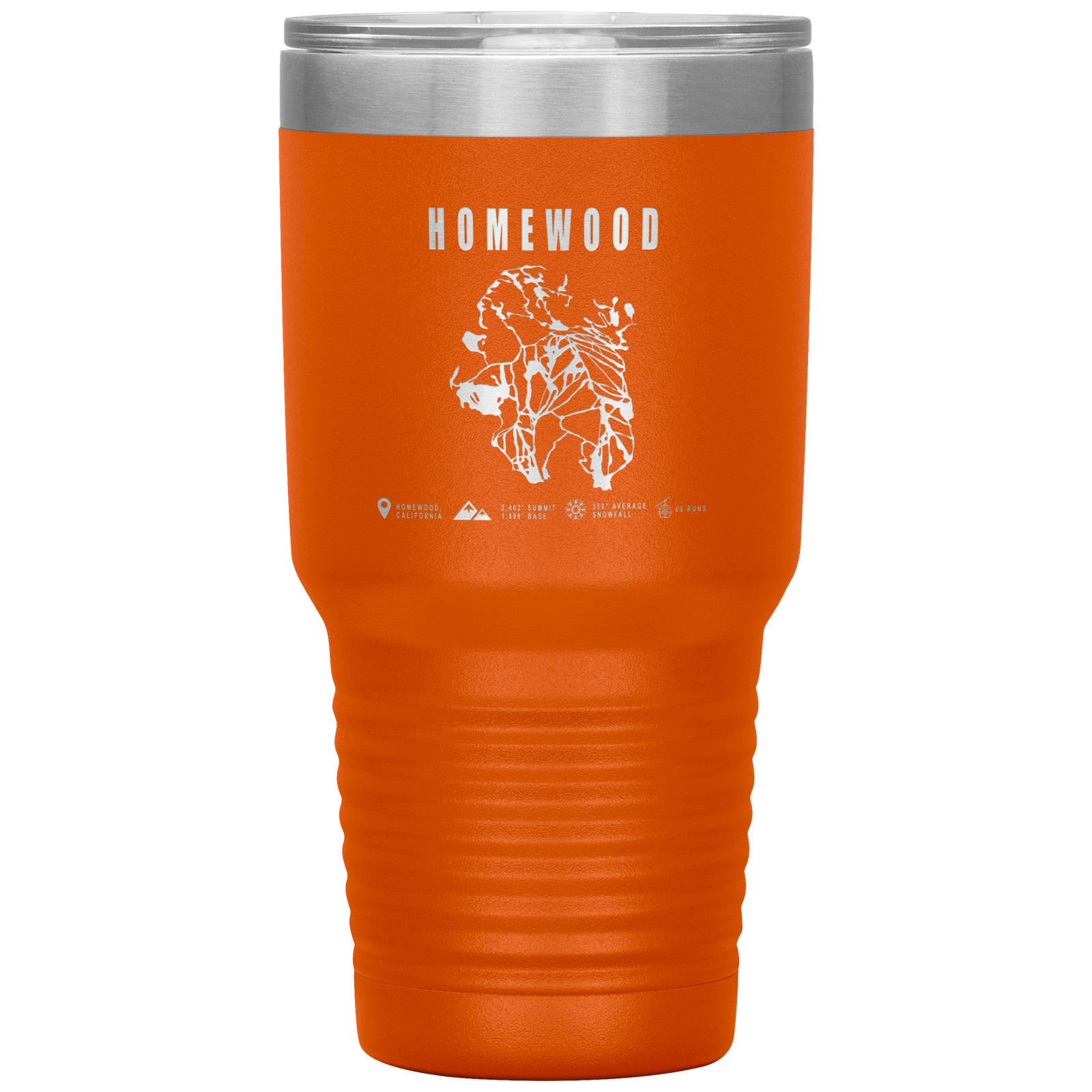 Homewood, California Ski Trail Map 30oz Tumbler - Powderaddicts