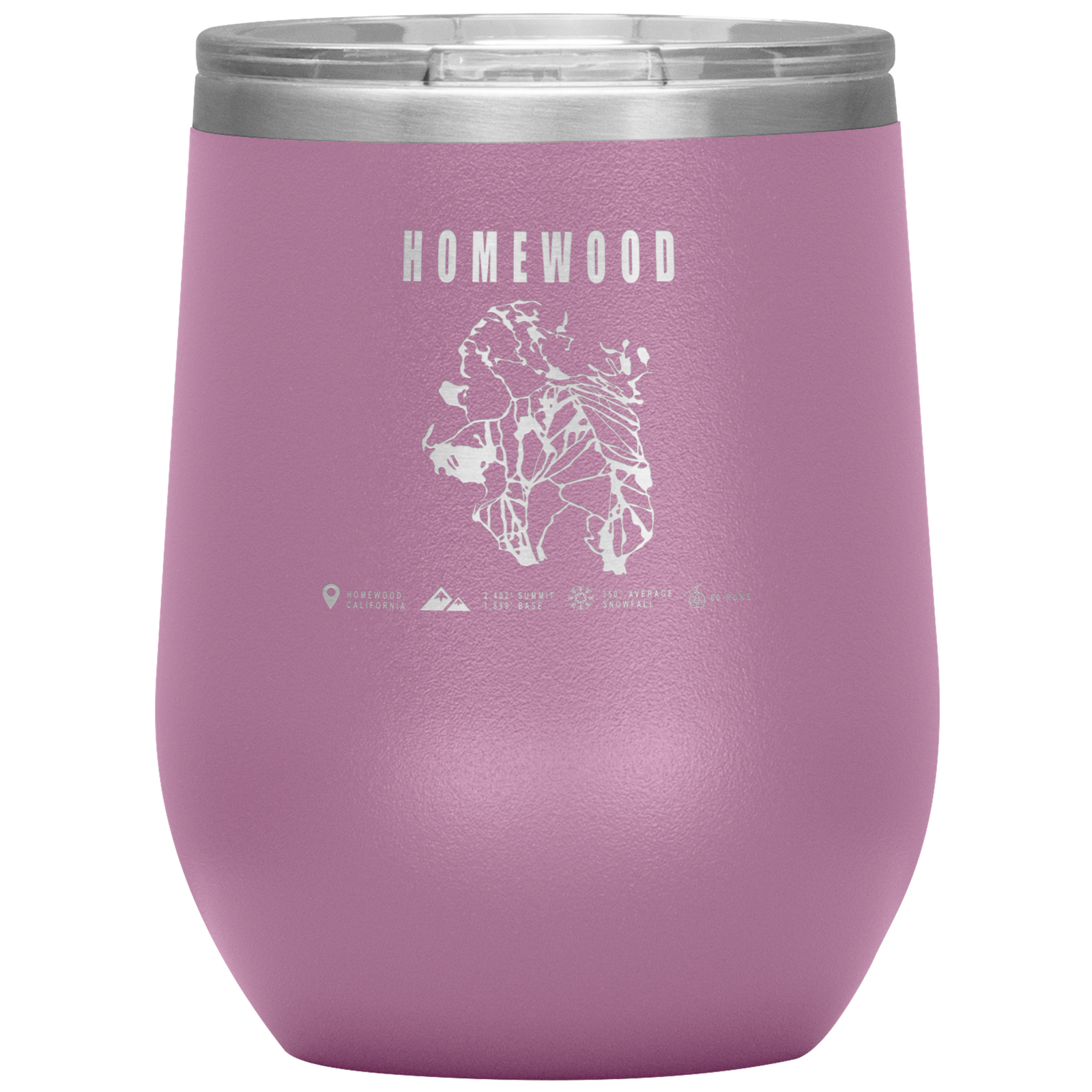 Homewood, California Ski Trail Map Wine 12oz Tumbler - Powderaddicts