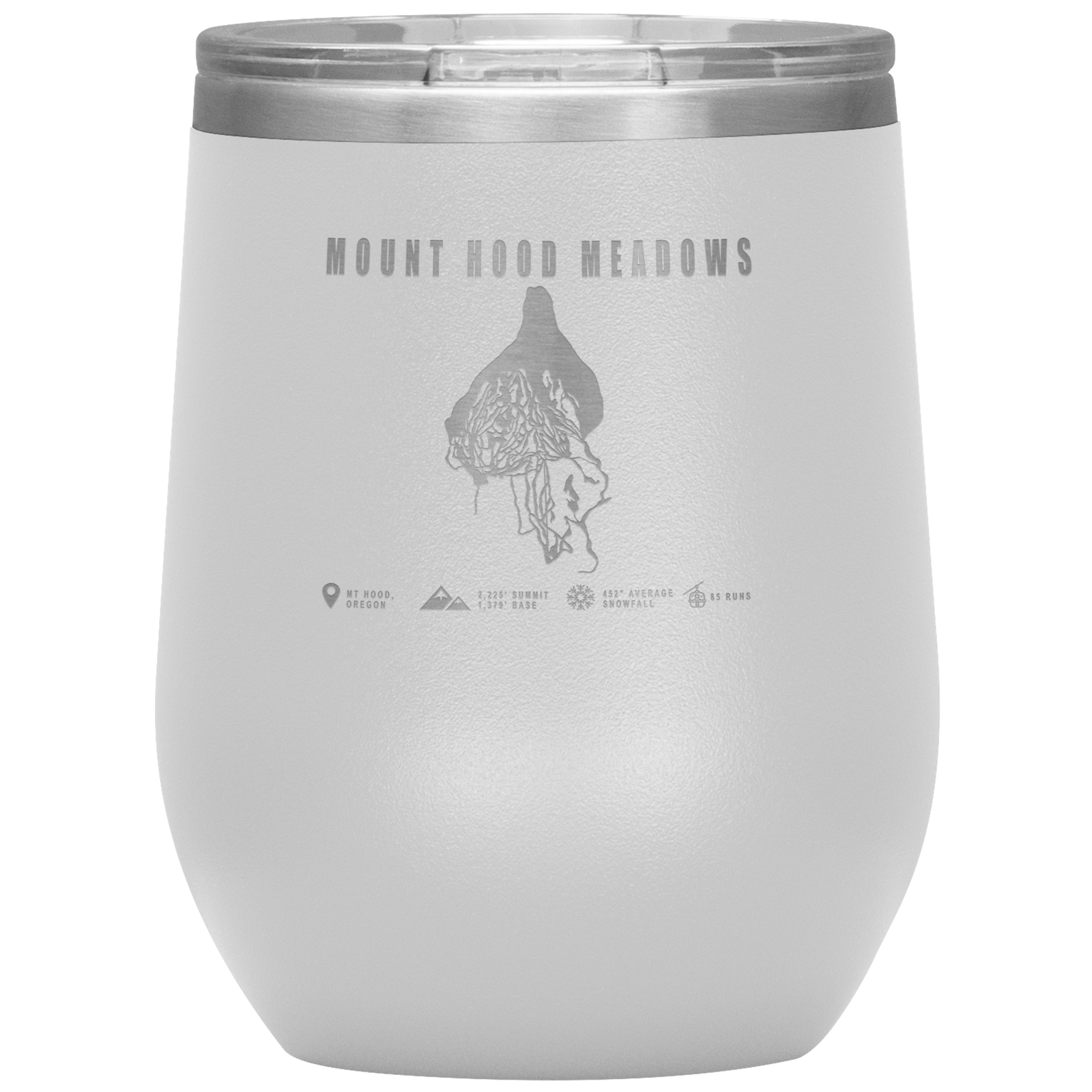 Mount Hood Meadows, Oregon Ski Trail Map Wine 12oz Tumbler - Powderaddicts