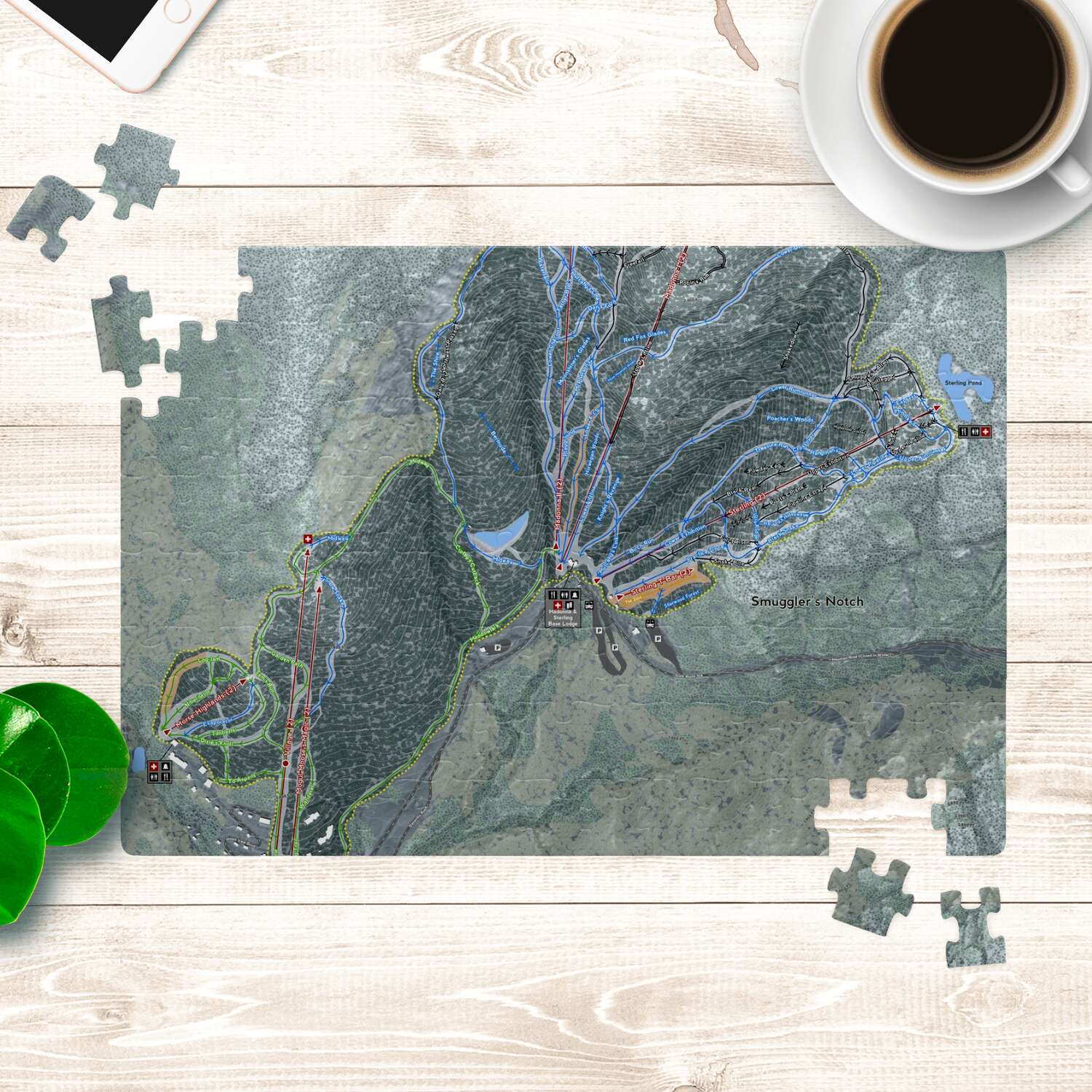 Smugglers Notch Vermont Ski Trail Map Puzzle - Powderaddicts