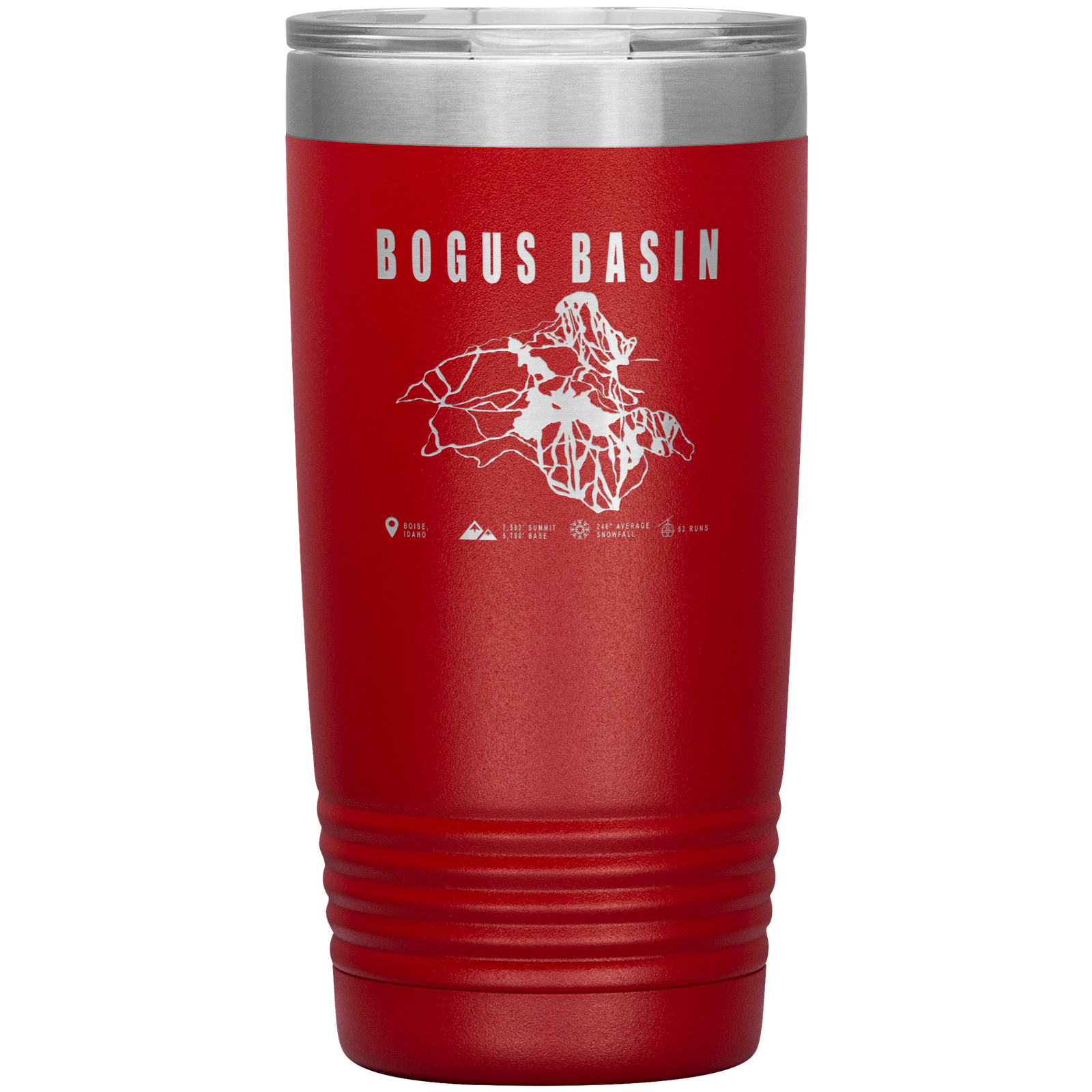 Bogus Basin Idaho Ski Trail Map 20oz Tumbler - Powderaddicts
