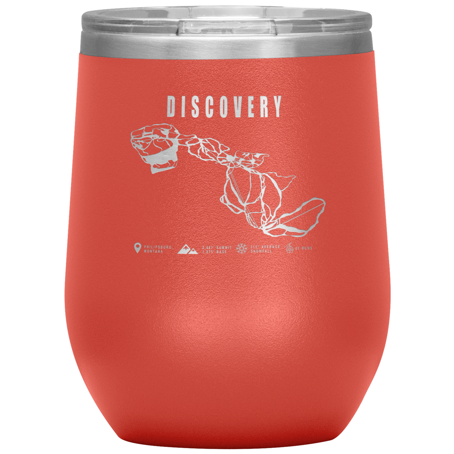 Discovery Montana Ski Trail Map Wine 12oz Tumbler - Powderaddicts