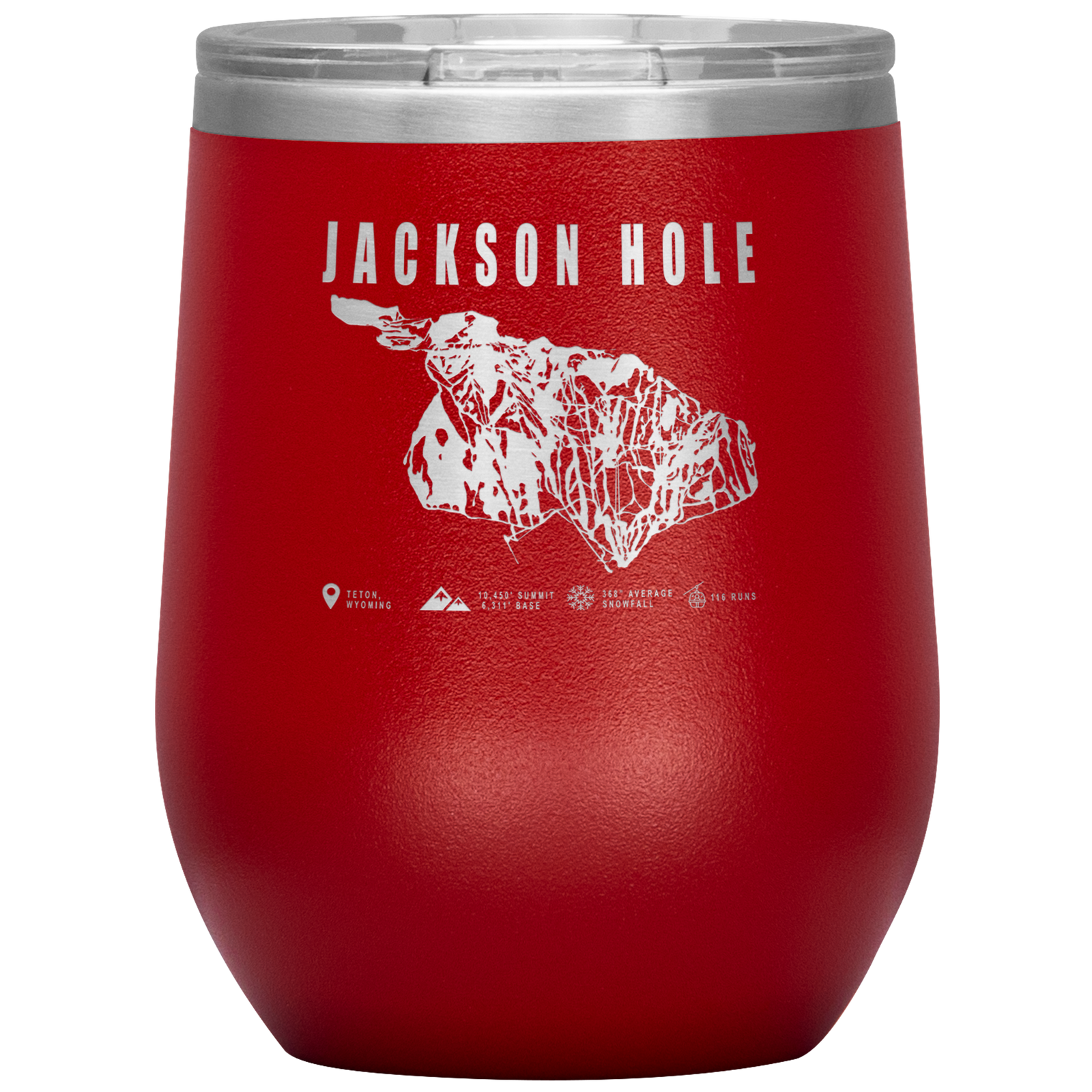 Jackson Hole Wyoming Ski Trail Map Wine 12oz Tumbler - Powderaddicts