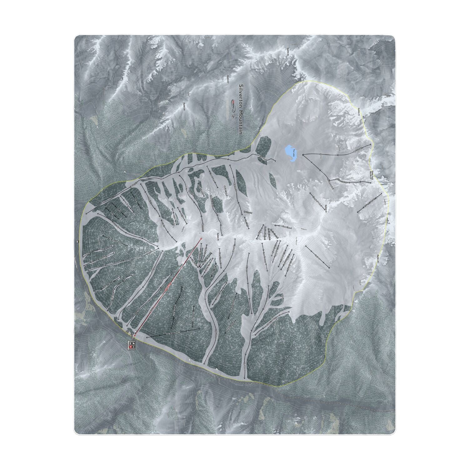 Silverton Mountain, Colorado Ski Resort Map Printed Beach Towel - Powderaddicts