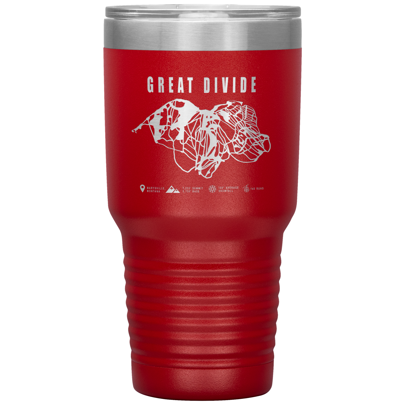 Great Divide Montana Ski Trail Map 30oz Tumbler - Powderaddicts