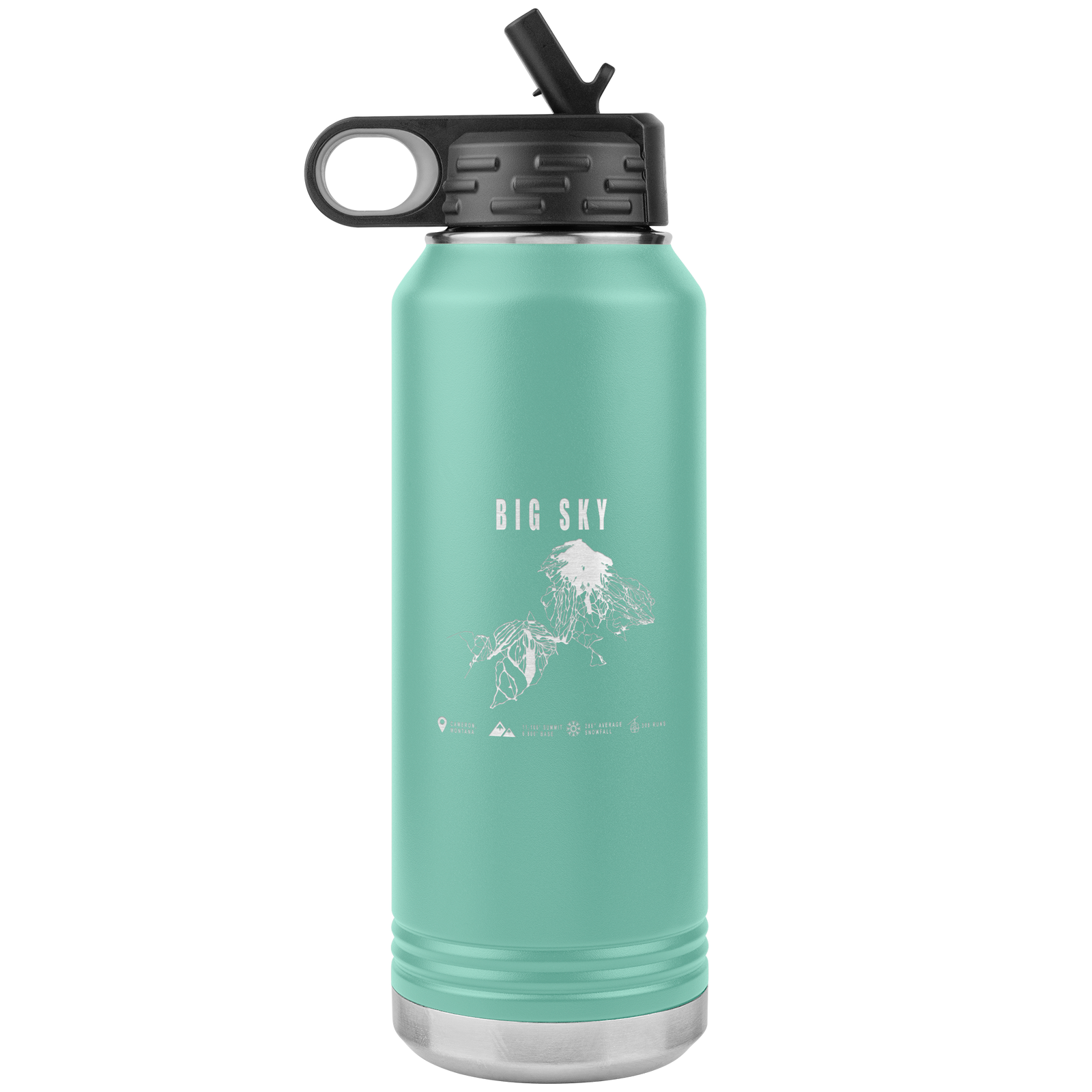 Big Sky Montana Ski Trail Map 32oz Water Bottle Tumbler - Powderaddicts