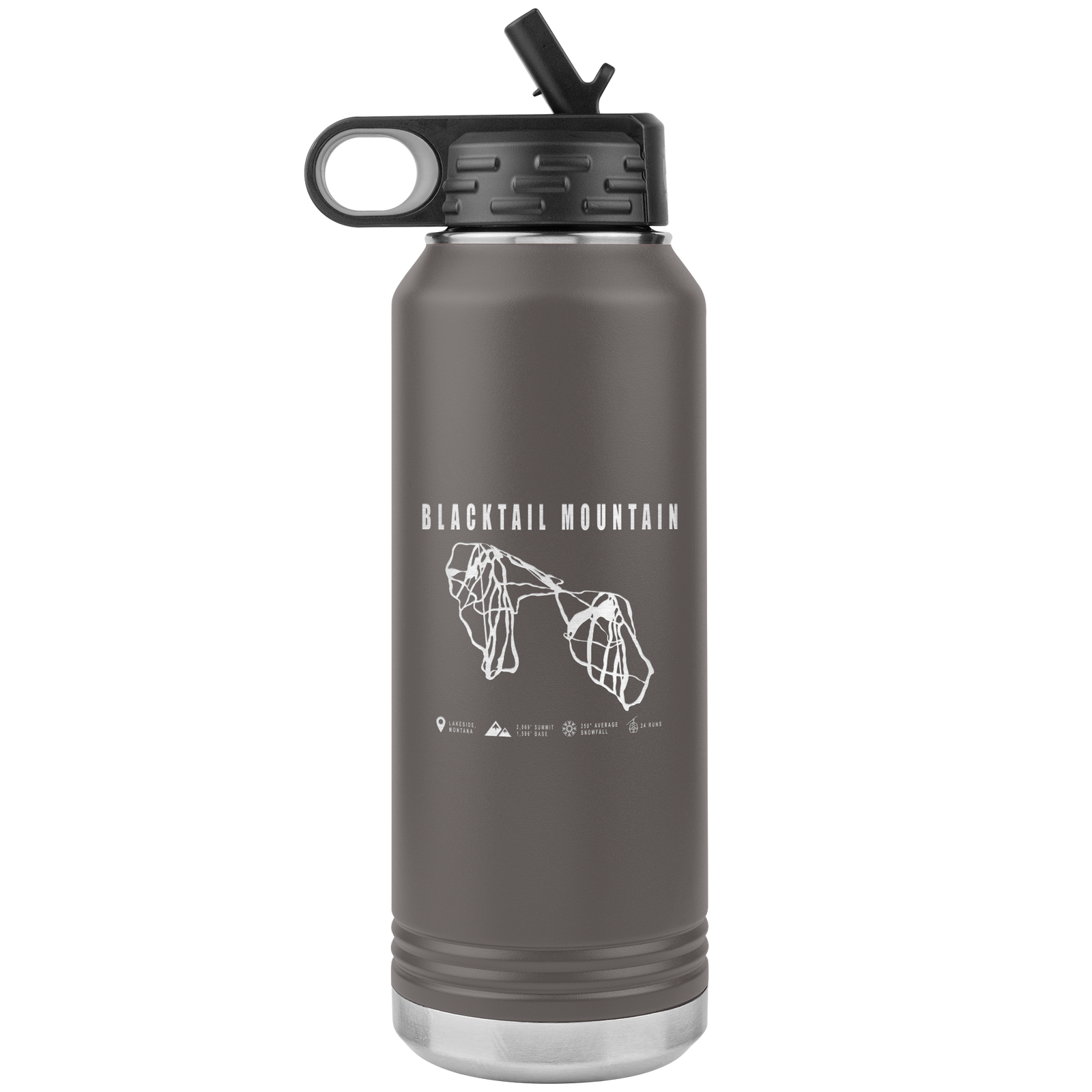 Blacktail Mountain Montana Ski Trail Map 32oz Water Bottle Tumbler - Powderaddicts