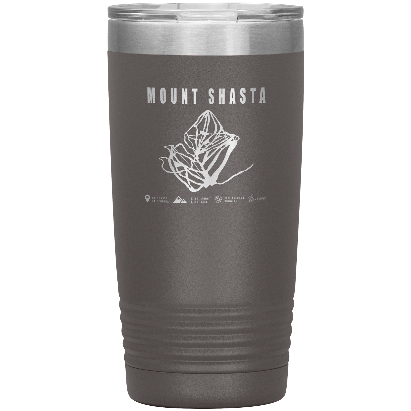 Mount Shasta, California Ski Trail Map 20oz Tumbler - Powderaddicts