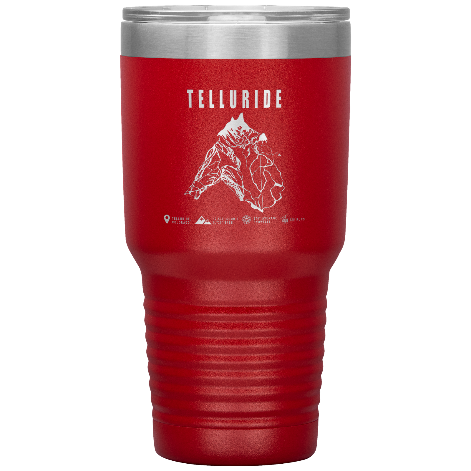 Telluride Colorado Ski Trail Map 30oz Tumbler - Powderaddicts