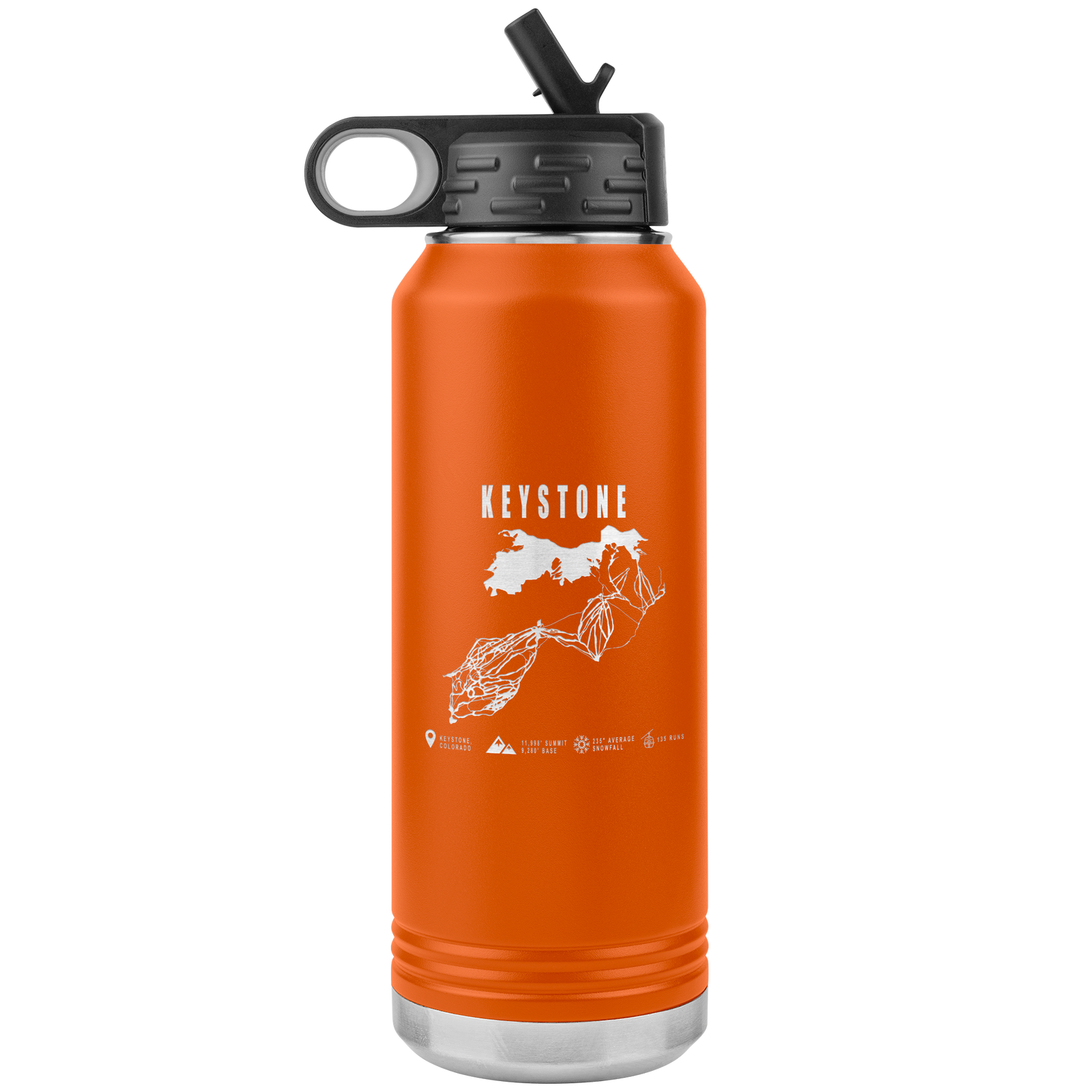 Keystone Colorado Ski Trail Map 32oz Water Bottle Tumbler - Powderaddicts