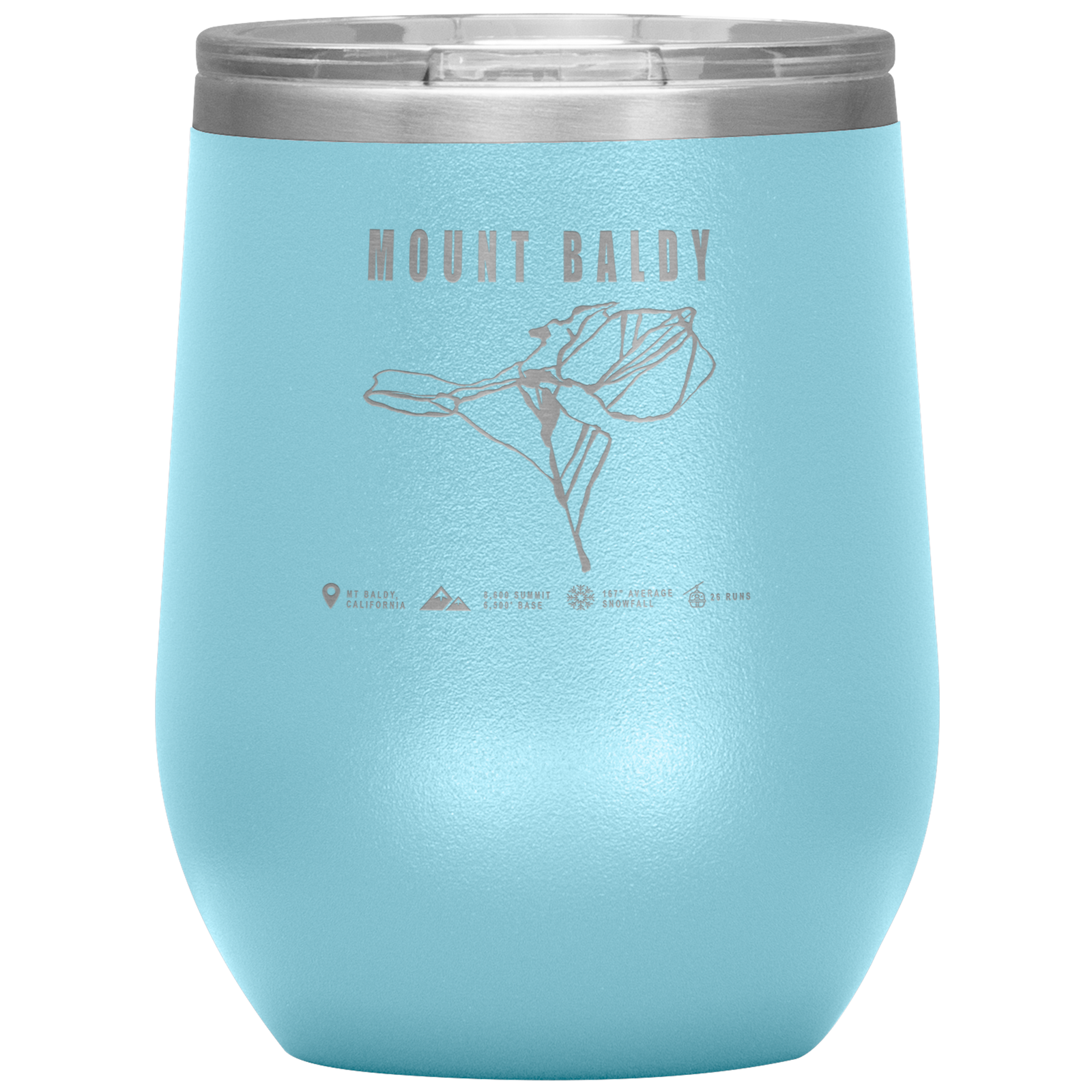 Mount Baldy, California Ski Trail Map Wine 12oz Tumbler - Powderaddicts
