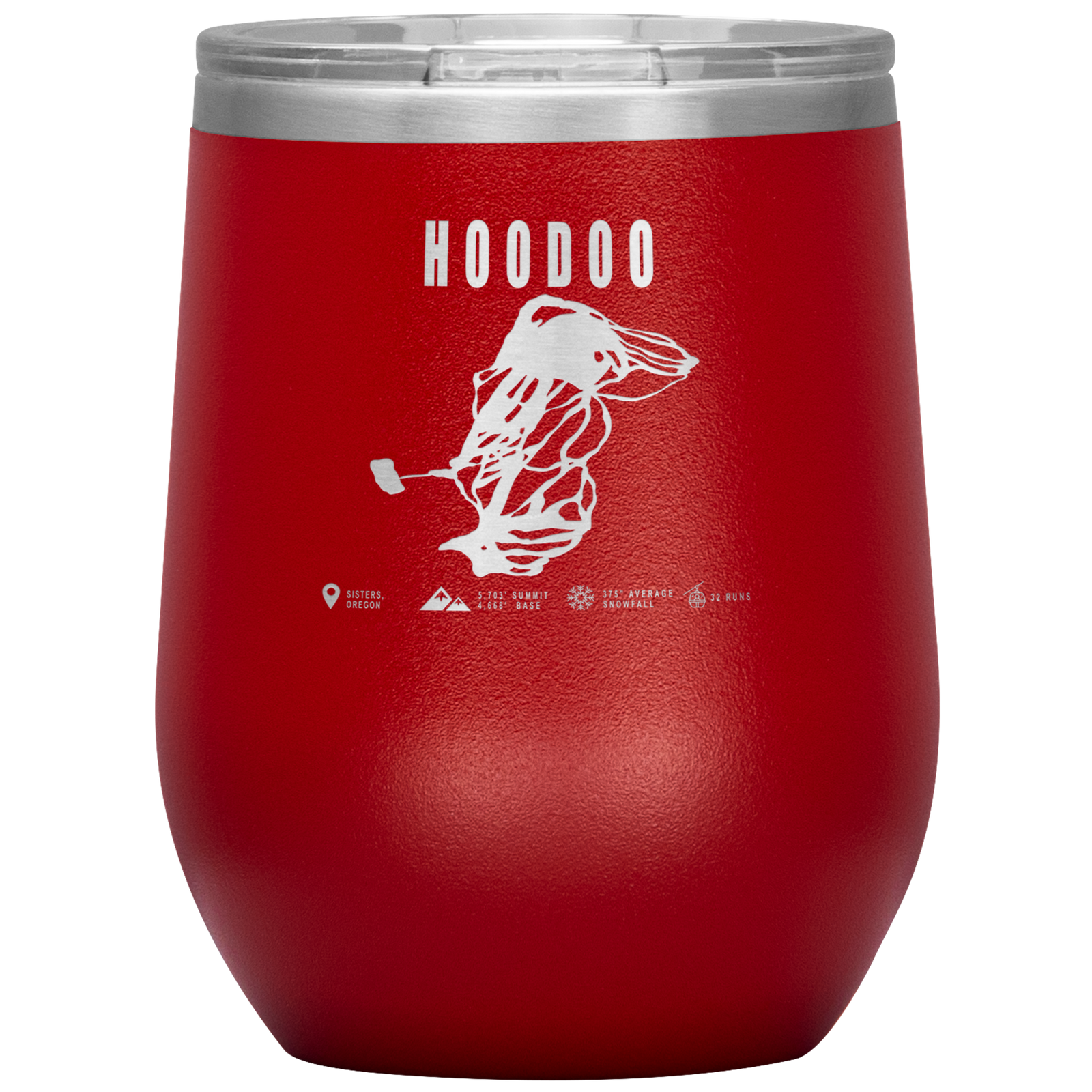 Hoodoo, Oregon Ski Trail Map Wine 12oz Tumbler - Powderaddicts