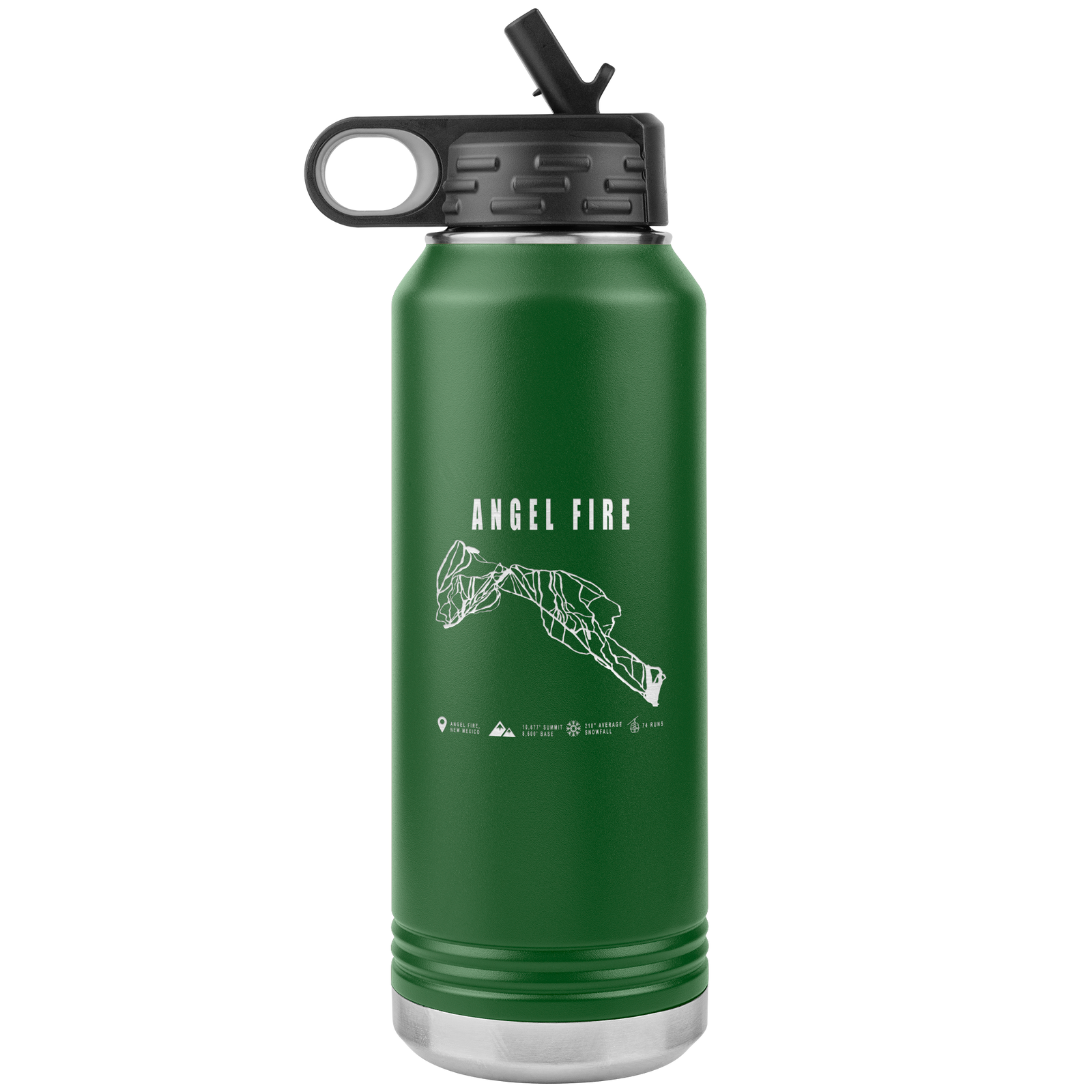 Angel Fire, New Mexico Ski Trail Map 32oz Water Bottle Tumbler - Powderaddicts