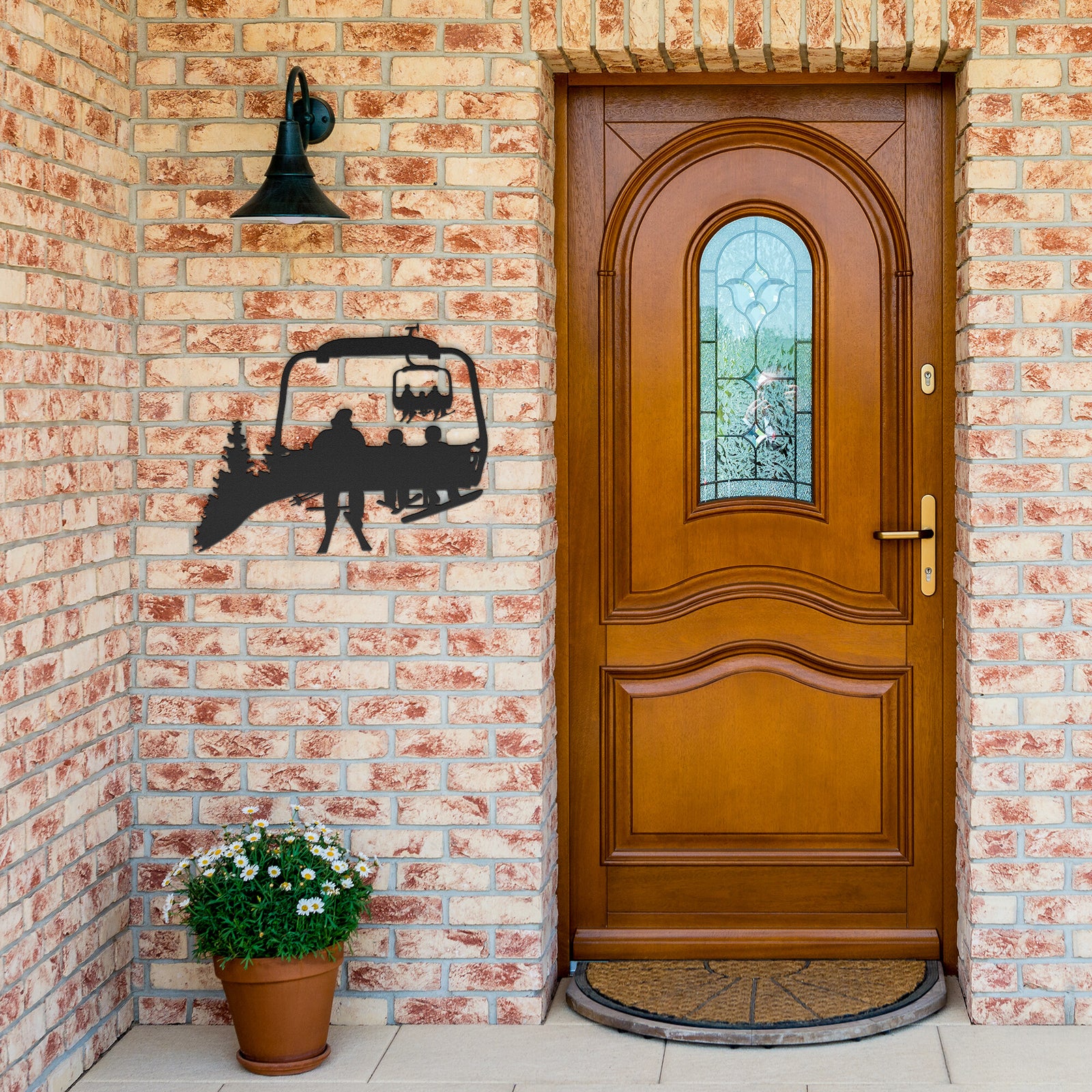 PERSONALIZED CHAIRLIFT SKI & SNOWBOARD FAMILY METAL WALL ART, 1 SKIING DAD, 1 SKIING CHILD, 1 SNOWBOARDING CHILD (🇺🇸 MADE IN THE USA)