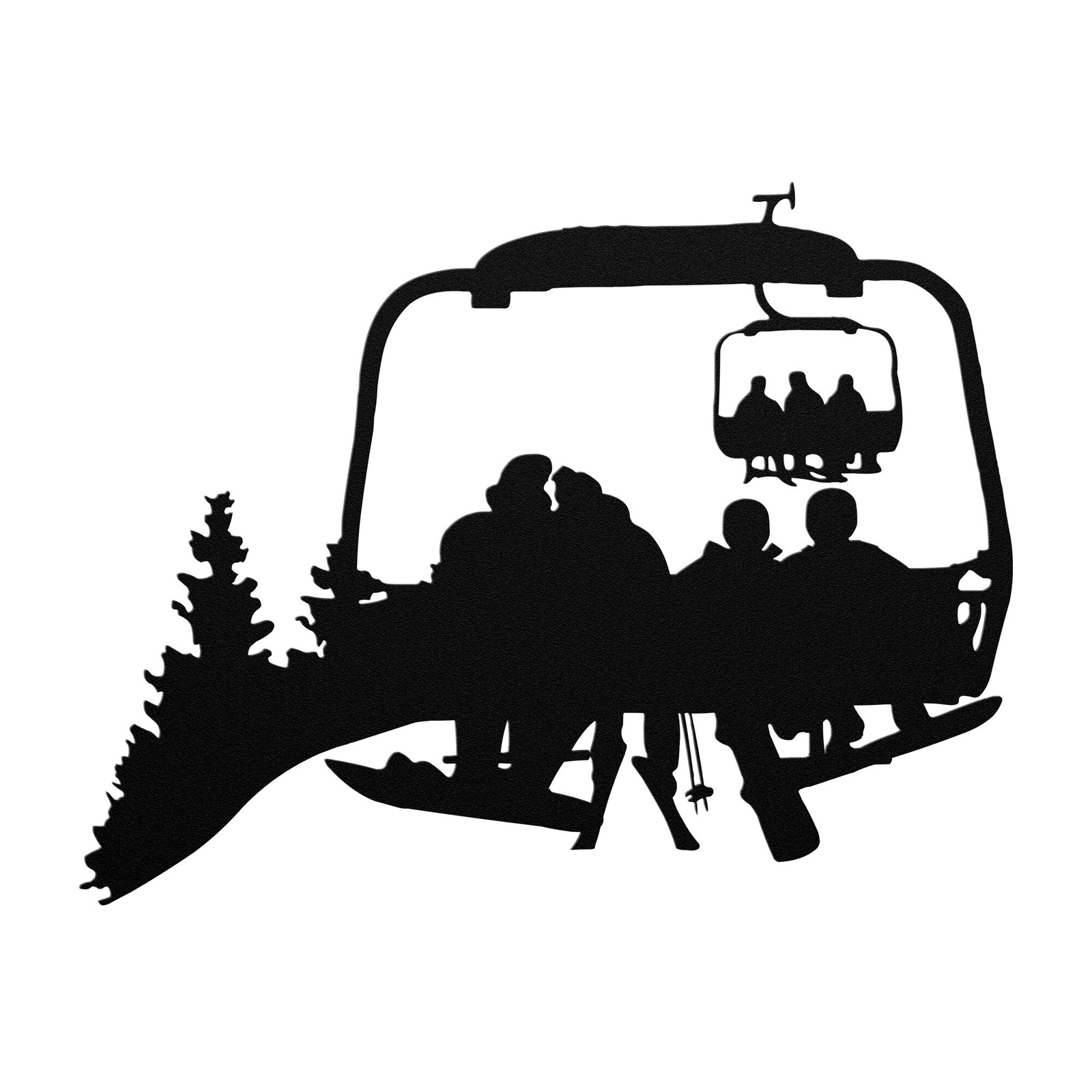 PERSONALIZED CHAIRLIFT SKI & SNOWBOARD FAMILY METAL WALL ART, 1 SNOWBOARDING DAD, 1 SKIING MOM, 2 SNOWBOARDING CHILDREN (🇺🇸 MADE IN THE USA)