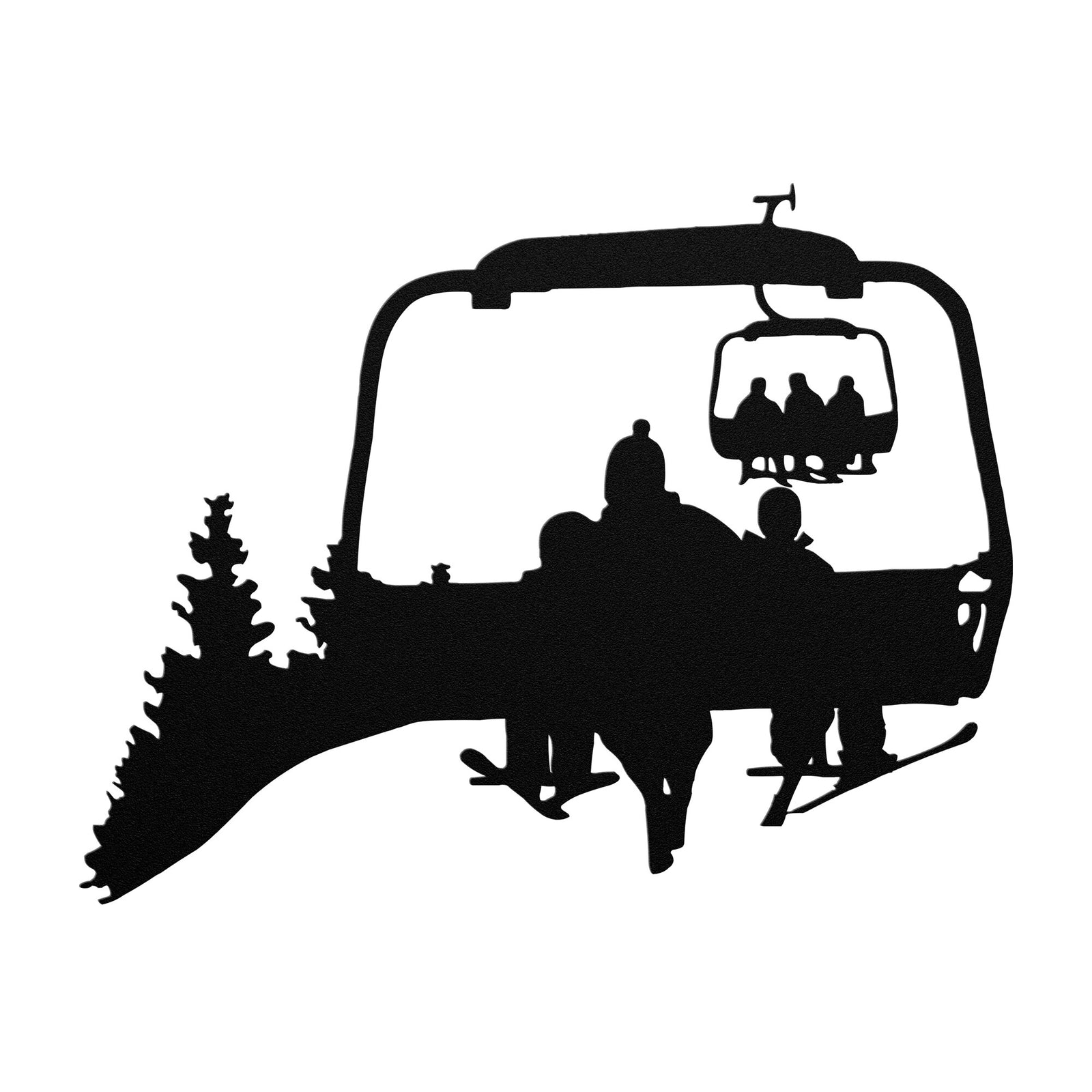 PERSONALIZED CHAIRLIFT SKIING FAMILY METAL, 1 SKIING PARENT, 2 SKIING CHILDREN ART (🇺🇸 MADE IN THE USA)