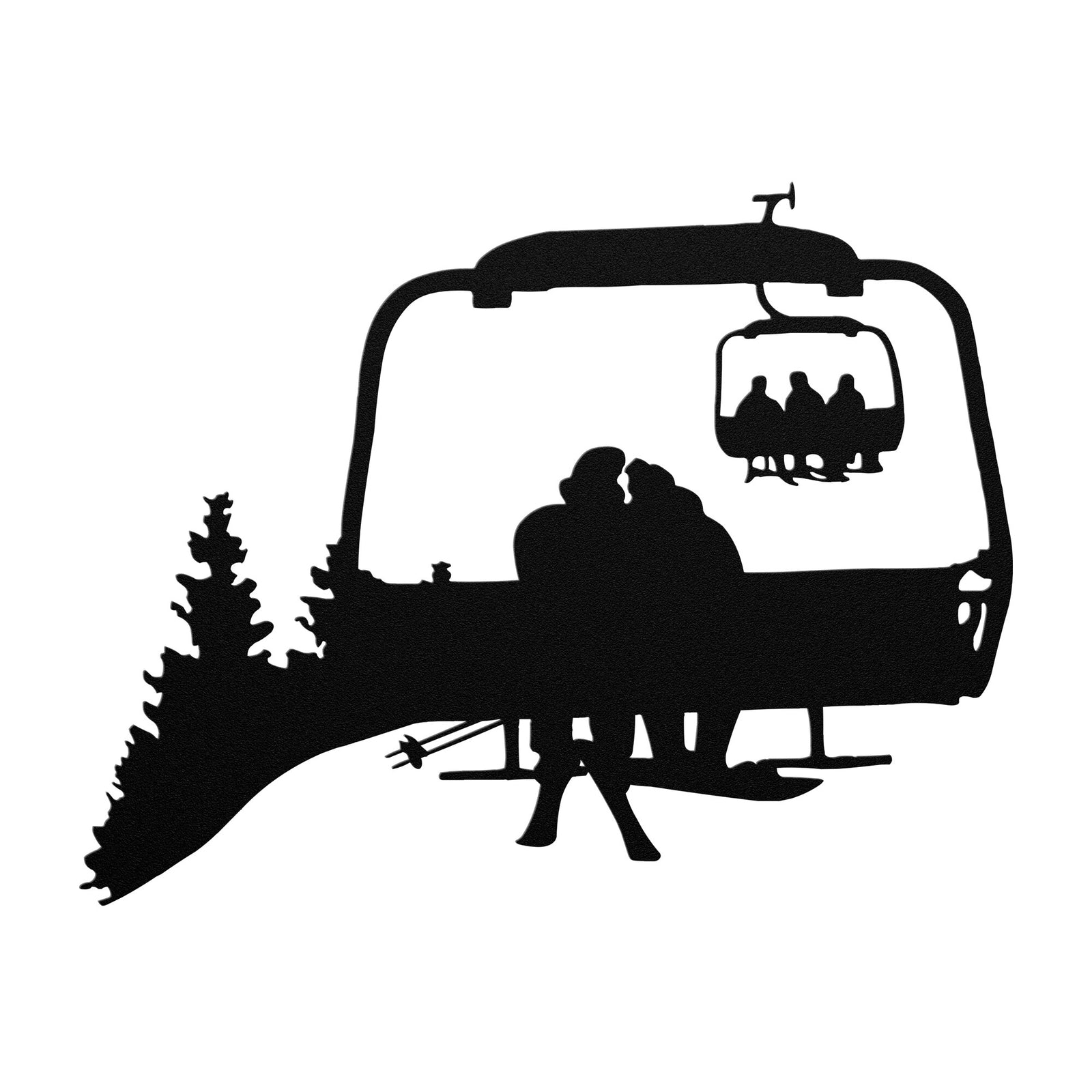 PERSONALIZED CHAIRLIFT SKI & SNOWBOARD COUPLE METAL WALL ART (🇺🇸 MADE IN THE USA)