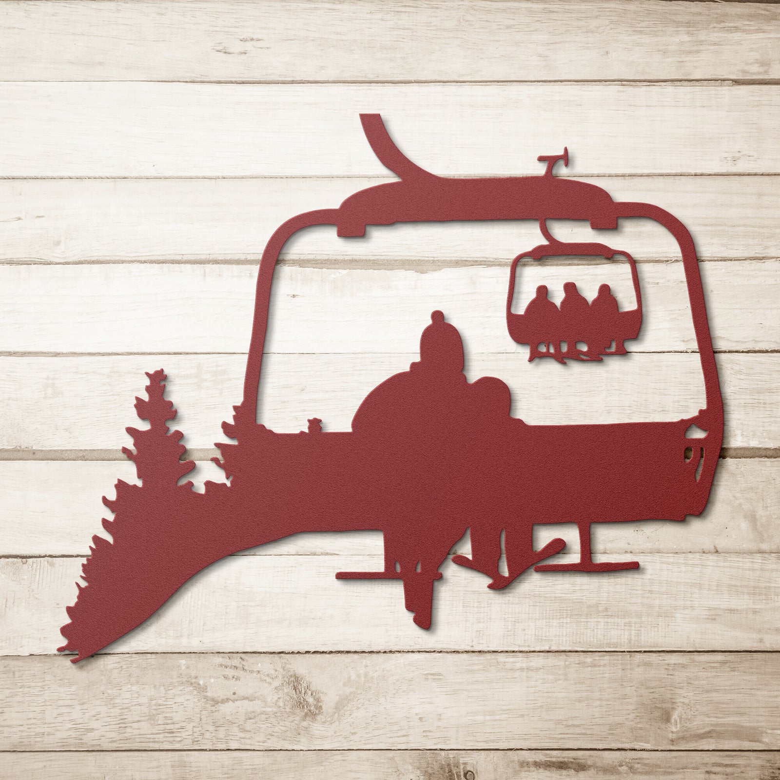 PERSONALIZED CHAIRLIFT SKIING FAMILY METAL WALL ART, 1 SKIING PARENT, 1 SKIING CHILD (🇺🇸 MADE IN THE USA)