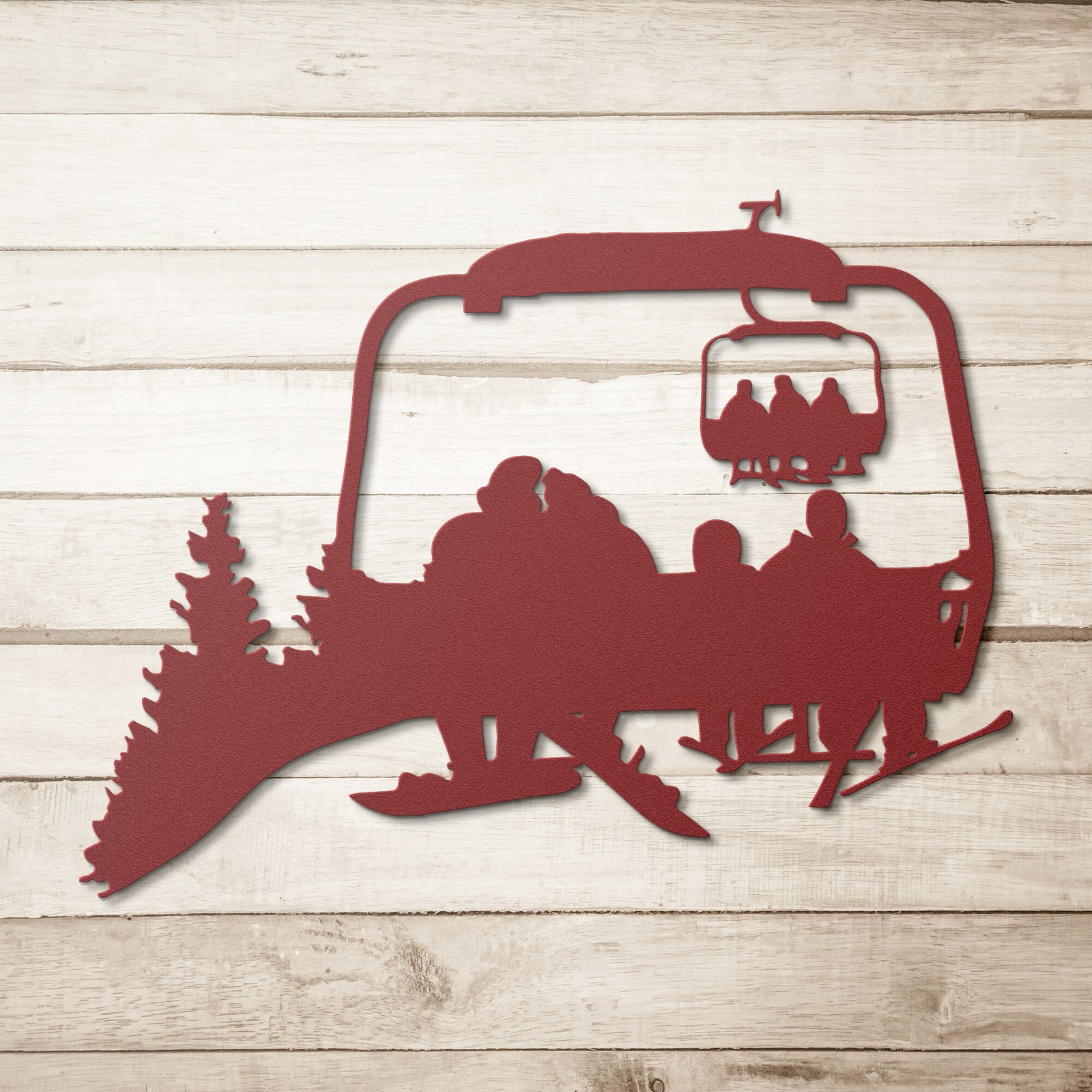 PERSONALIZED CHAIRLIFT SKI & SNOWBOARD FAMILY METAL WALL ART, 2 SNOWBOARDING PARENTS, 2 SKIING CHILDREN (🇺🇸 MADE IN THE USA)