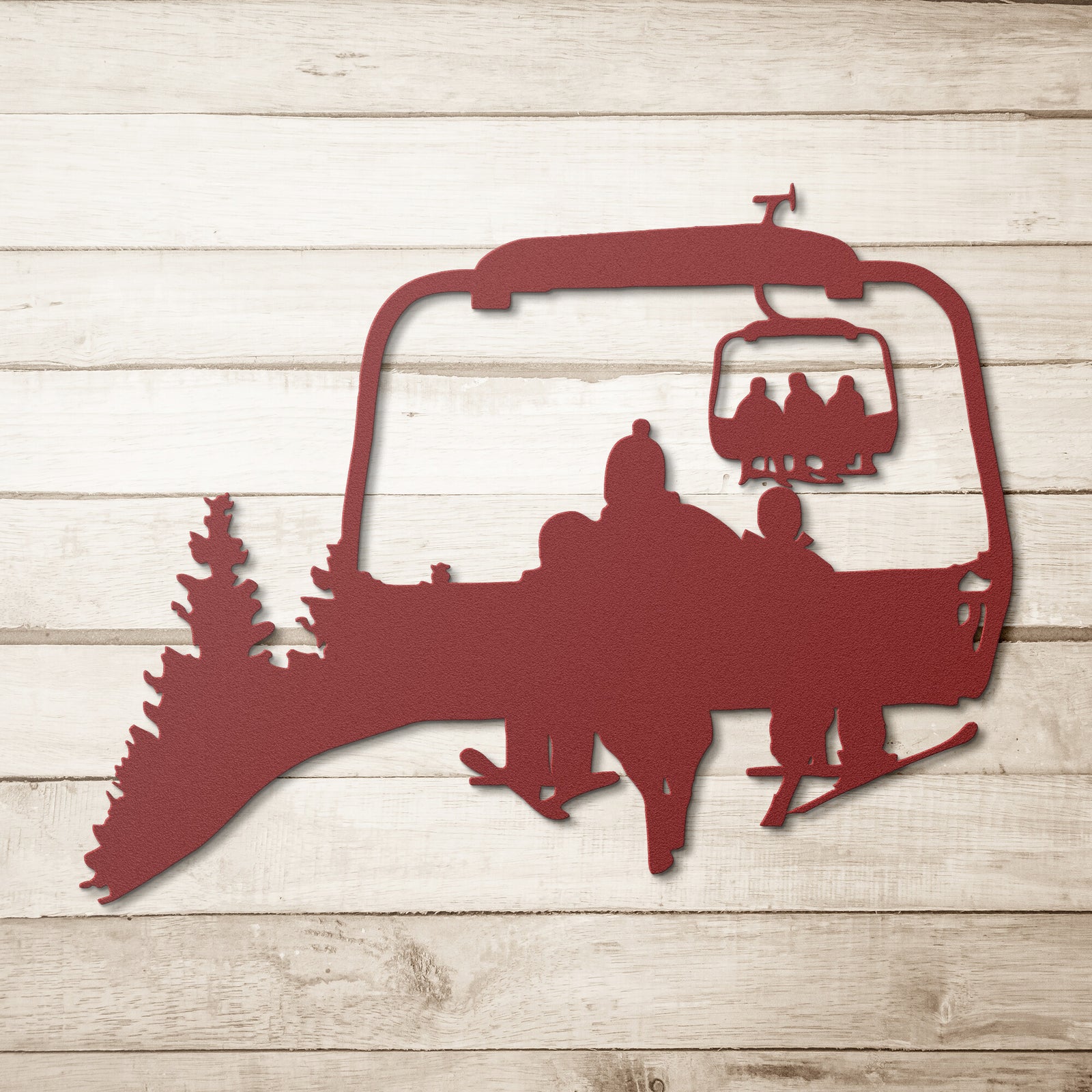 PERSONALIZED CHAIRLIFT SKIING FAMILY METAL, 1 SKIING PARENT, 2 SKIING CHILDREN ART (🇺🇸 MADE IN THE USA)