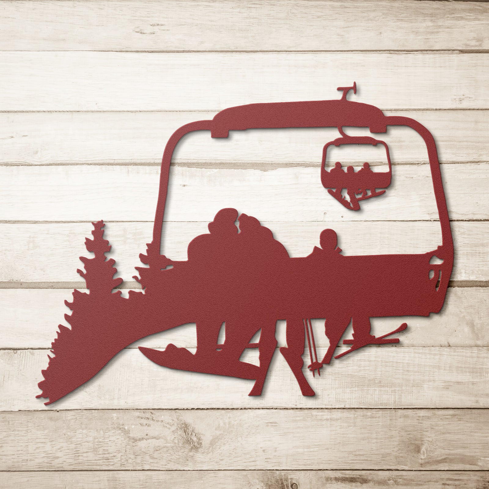 PERSONALIZED CHAIRLIFT SKI & SNOWBOARD FAMILY METAL WALL ART, 1 SNOWBOARDING DAD, 1 SKIING MOM, 1 SKIING CHILD (🇺🇸 MADE IN THE USA)