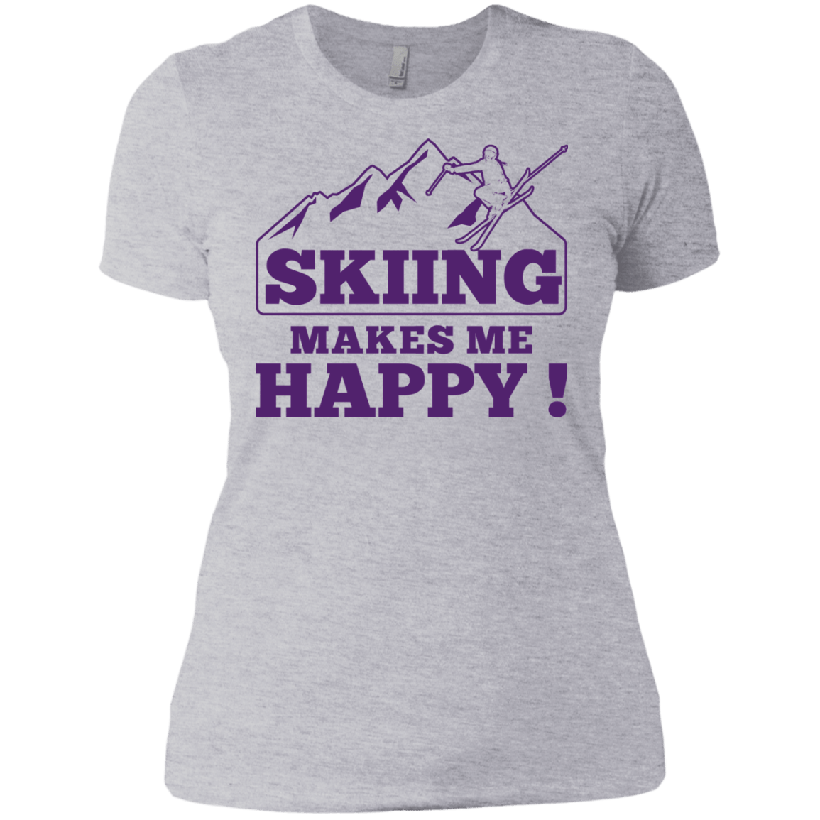 Skiing Makes Me Happy Purple Next Level Ladies' Shirt - Powderaddicts