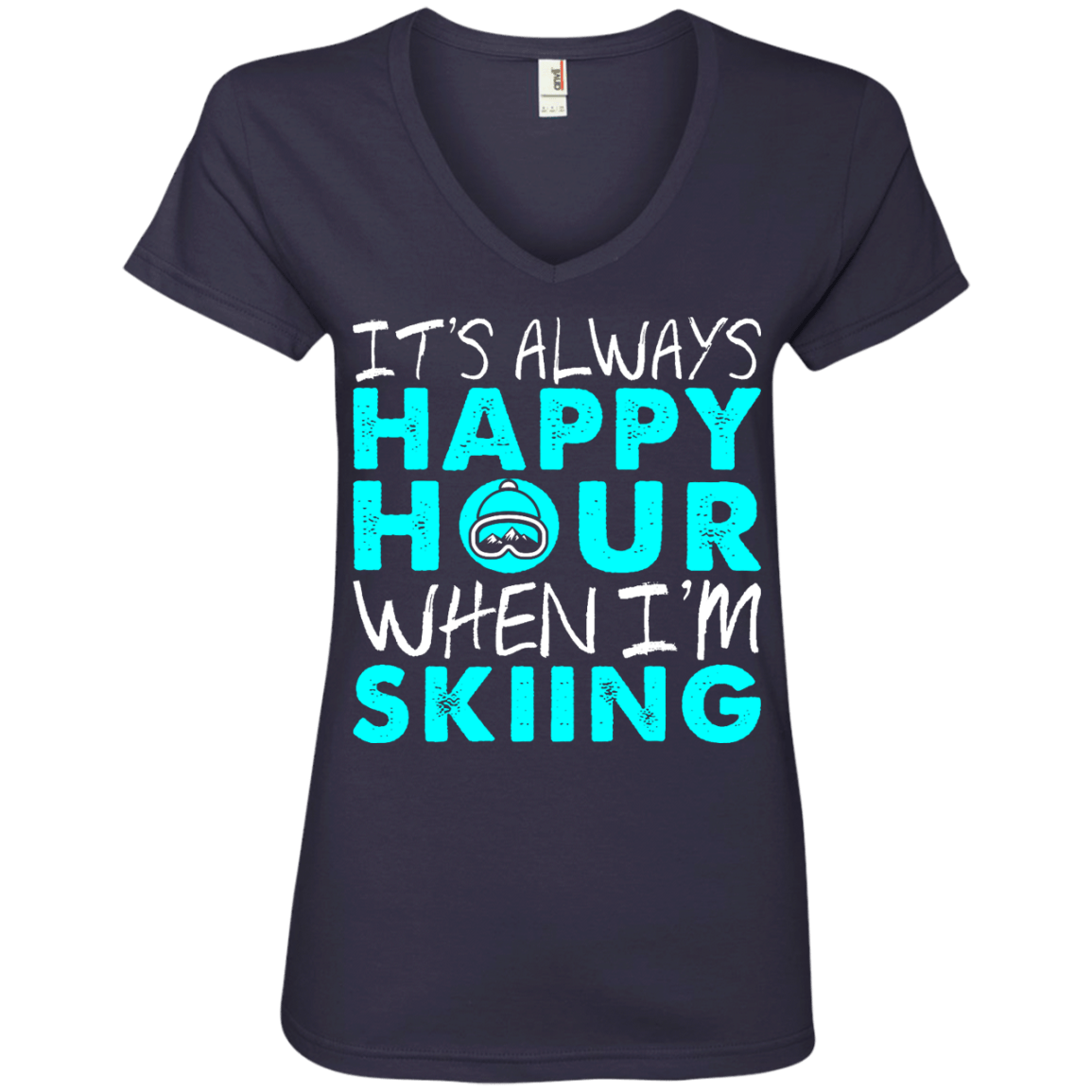 It's Always Happy Hour When I'm Skiing Ladies Tees and V-Neck - Powderaddicts