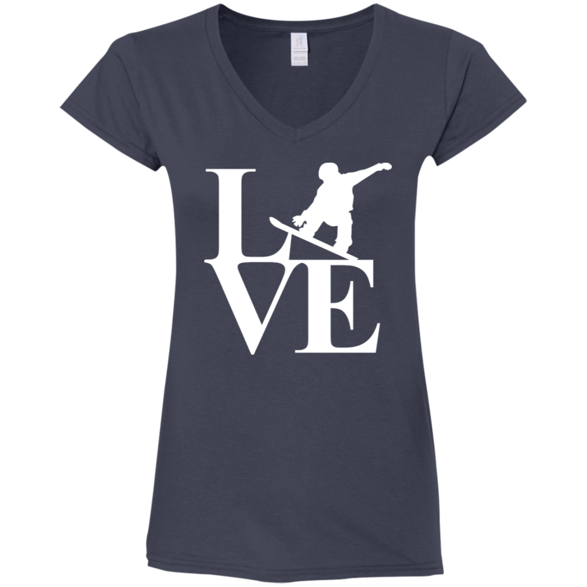 Love Snowboard Ladies' Fitted Softstyle V-Neck T-Shirt - Powderaddicts