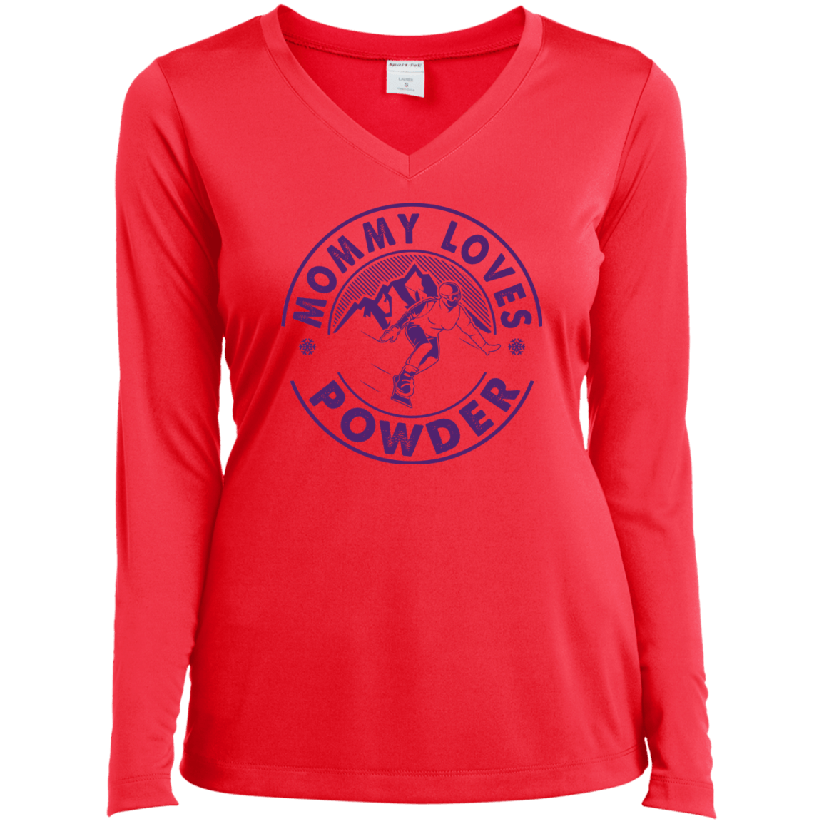 Mommy Loves Powder Purple Sport-Tek Ladies' LS Performance V-Neck T-Shirt - Powderaddicts