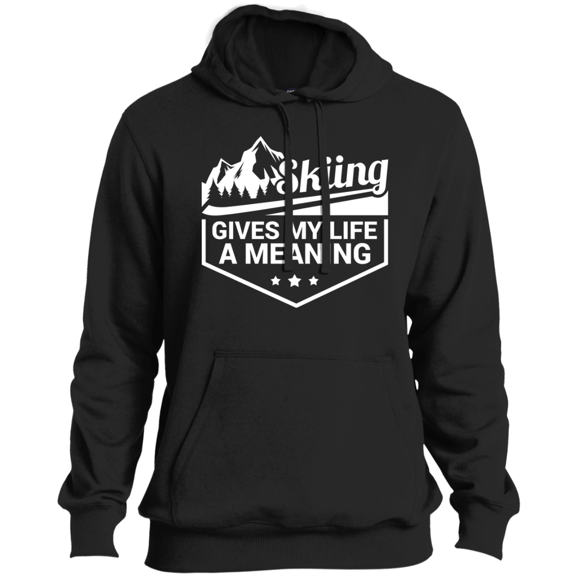 Skiing Gives My Life A Meaning Sport-Tek Premium Hooded Sweatshirt - Powderaddicts