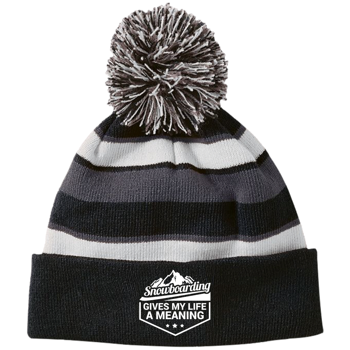 Snowboarding Gives My Life a Meaning Striped Beanie - Powderaddicts