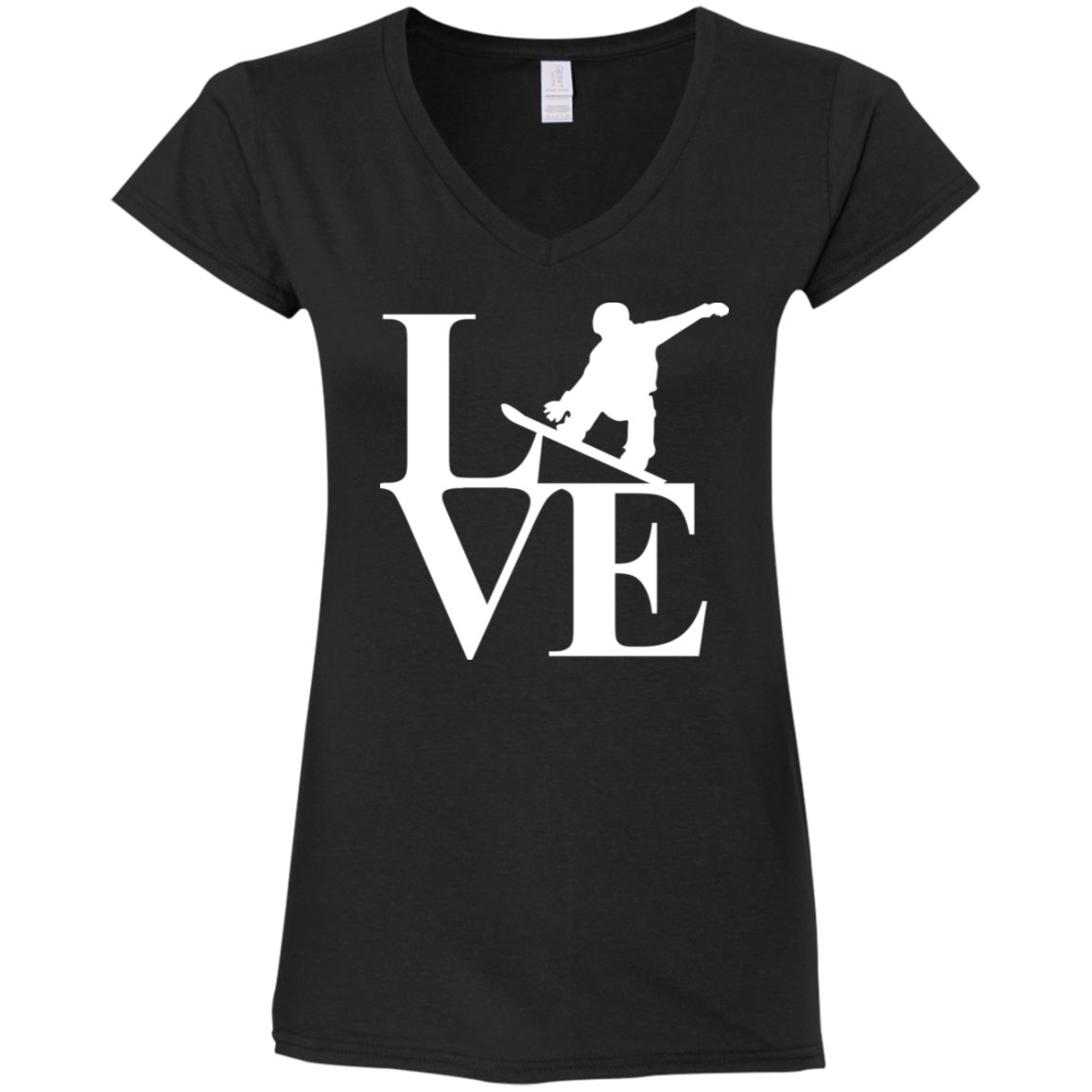 Love Snowboard Ladies' Fitted Softstyle V-Neck T-Shirt - Powderaddicts