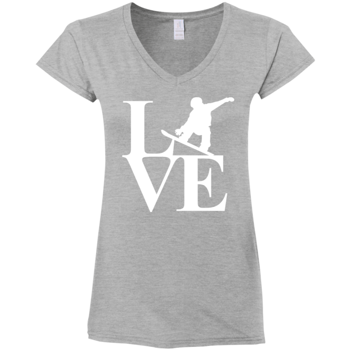 Love Snowboard Ladies' Fitted Softstyle V-Neck T-Shirt - Powderaddicts