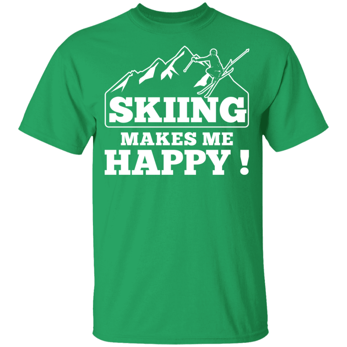 Skiing Makes Me Happy Youth Cotton T-Shirt - Powderaddicts