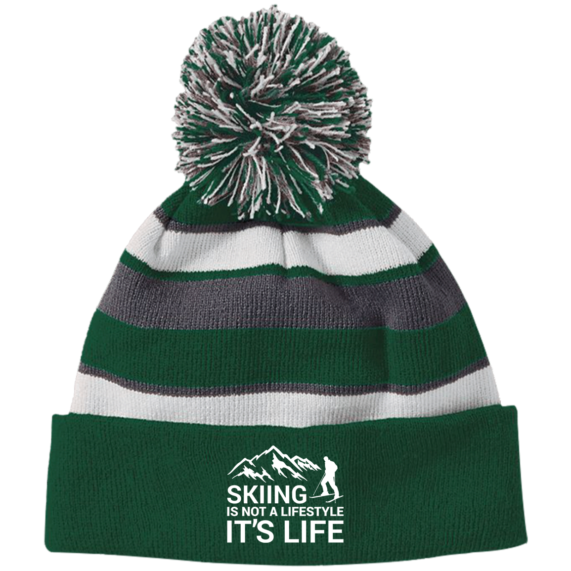 Skiing Is Not A Lifestyle It's Life Striped Beanie - Powderaddicts
