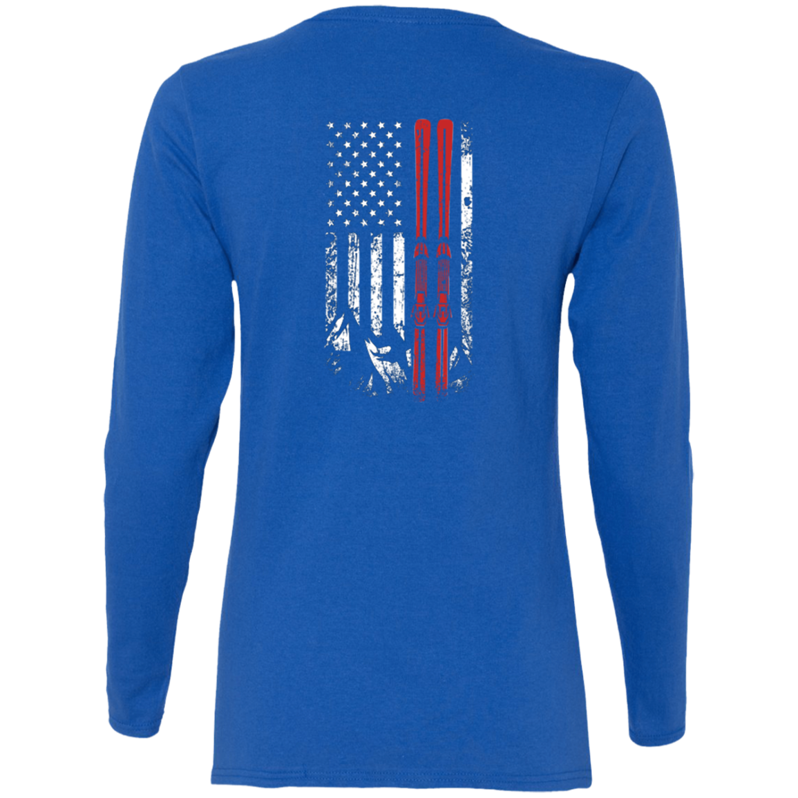US Ski Flag Thin Red Line Ladies' Cotton Long Sleeve T-Shirt - Powderaddicts