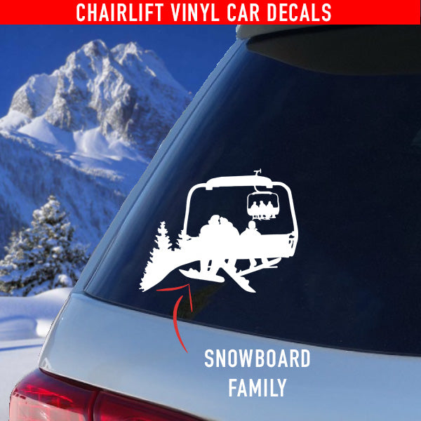 Chairlift Ski & Snowboard Car Decals - Family / Couples - Powderaddicts
