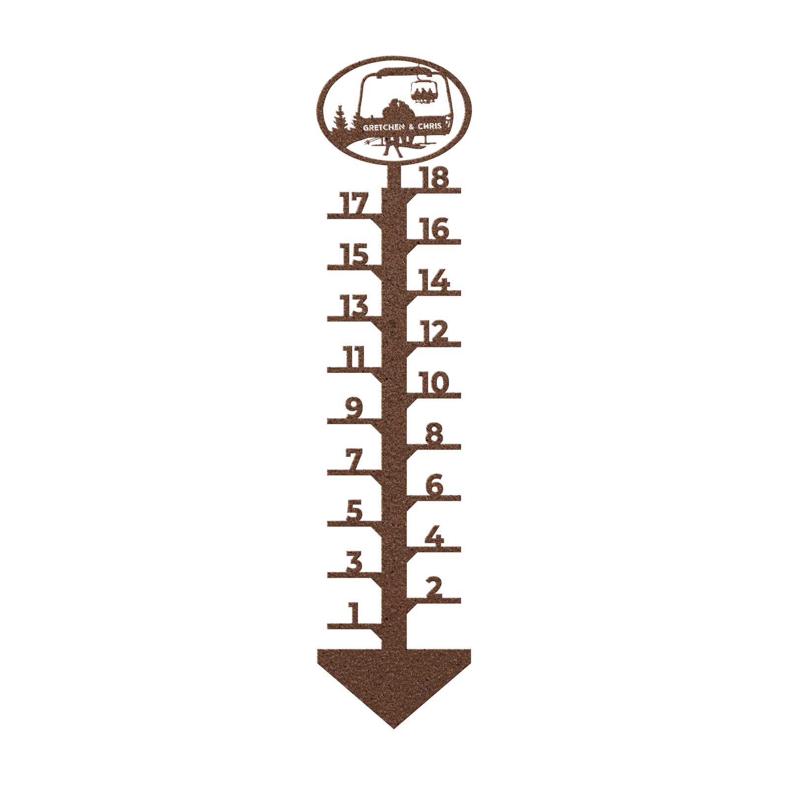 PERSONALIZED CHAIRLIFT SNOW GAUGE-SKIING MAN AND SNOWBOARDING WOMAN COUPLE- MADE IN THE USA 🇺🇸