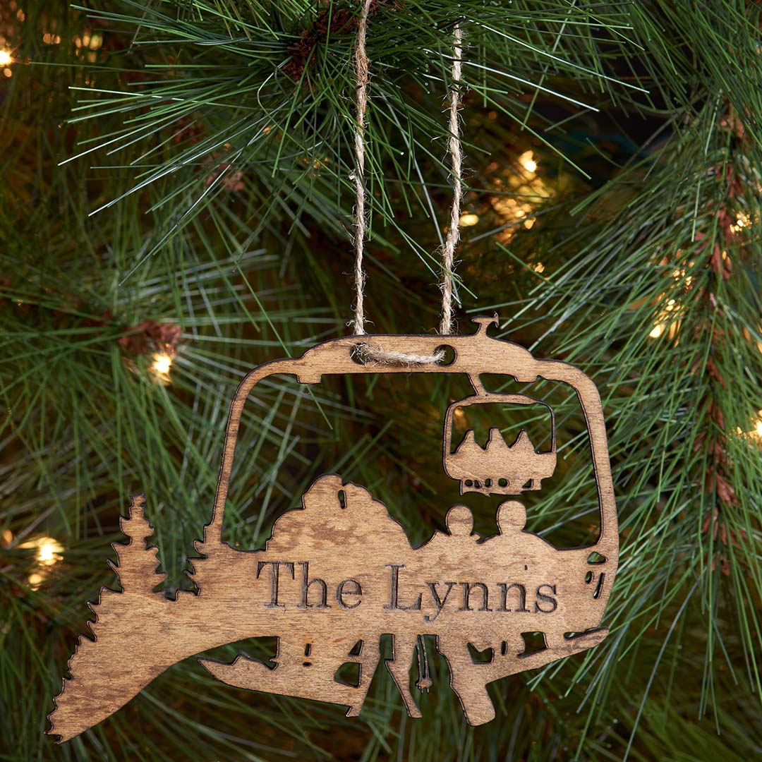 PERSONALIZED Chairlift Ski & Snowboard Family Christmas Ornament (๐บ๐ธ Made In The USA) - Powderaddicts