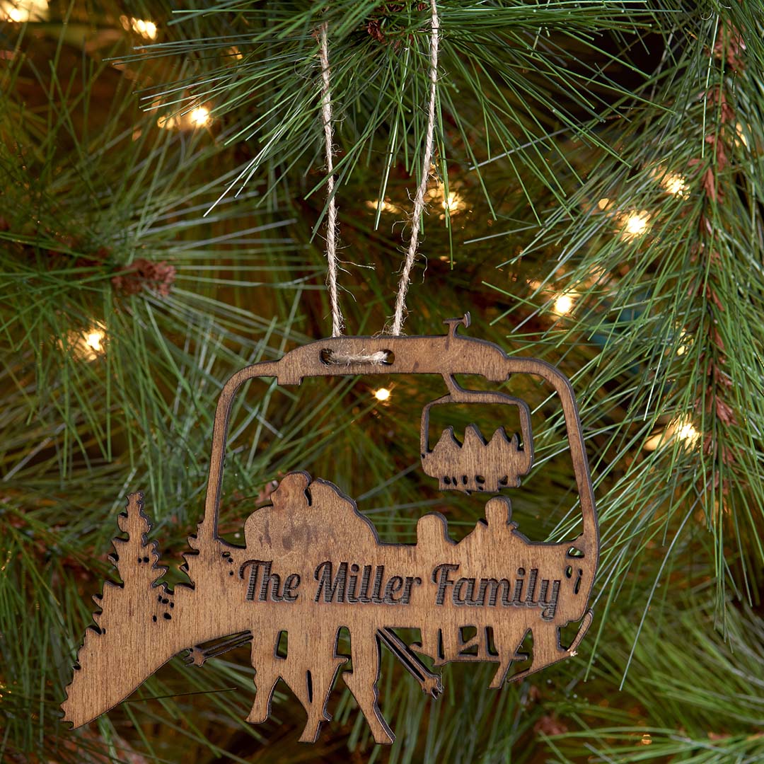 PERSONALIZED Chairlift Ski Family Christmas Ornament (๐บ๐ธ Made In The USA) - Powderaddicts