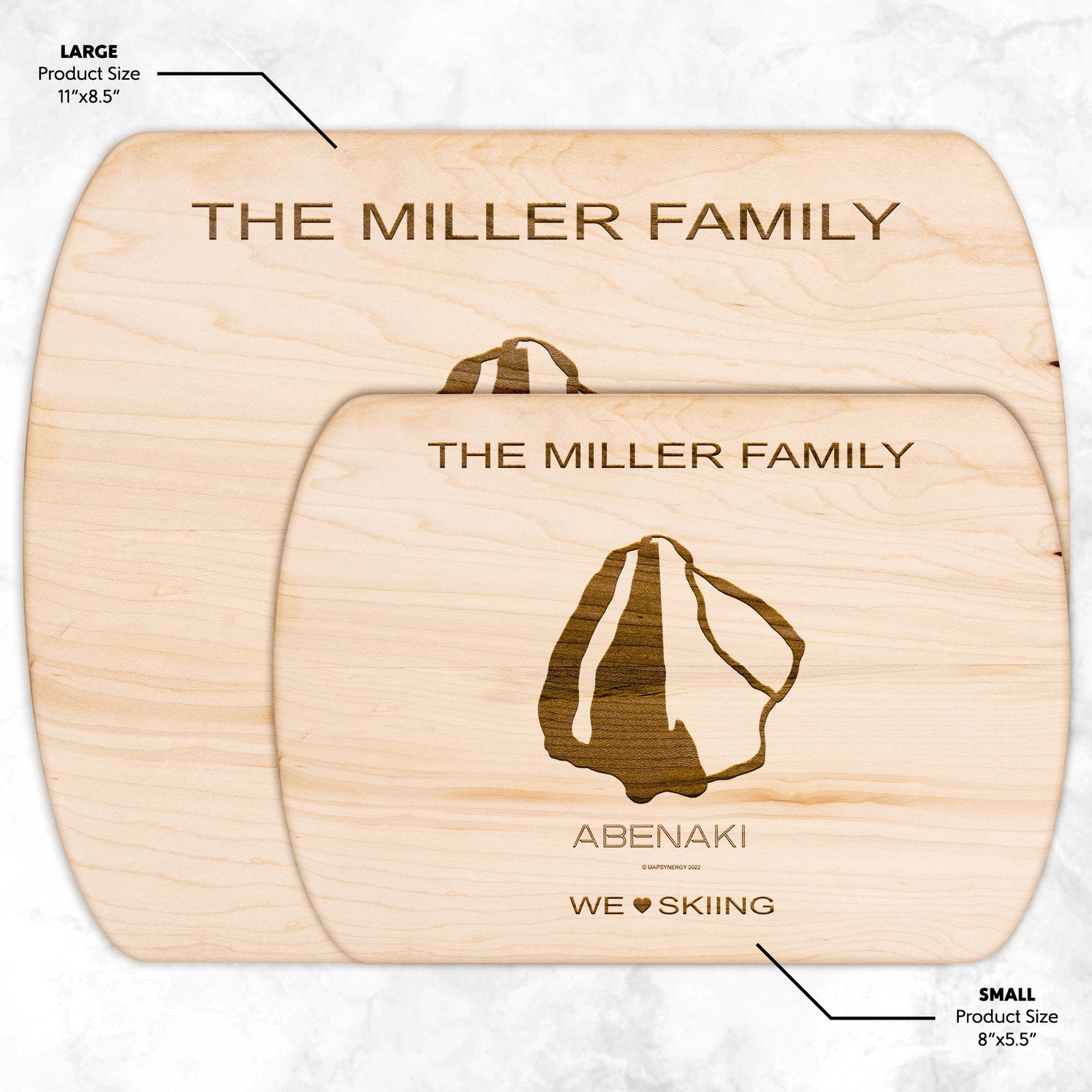 PERSONALIZED Abenaki , New Hampshire SKI TRAIL MAP CUTTING BOARD