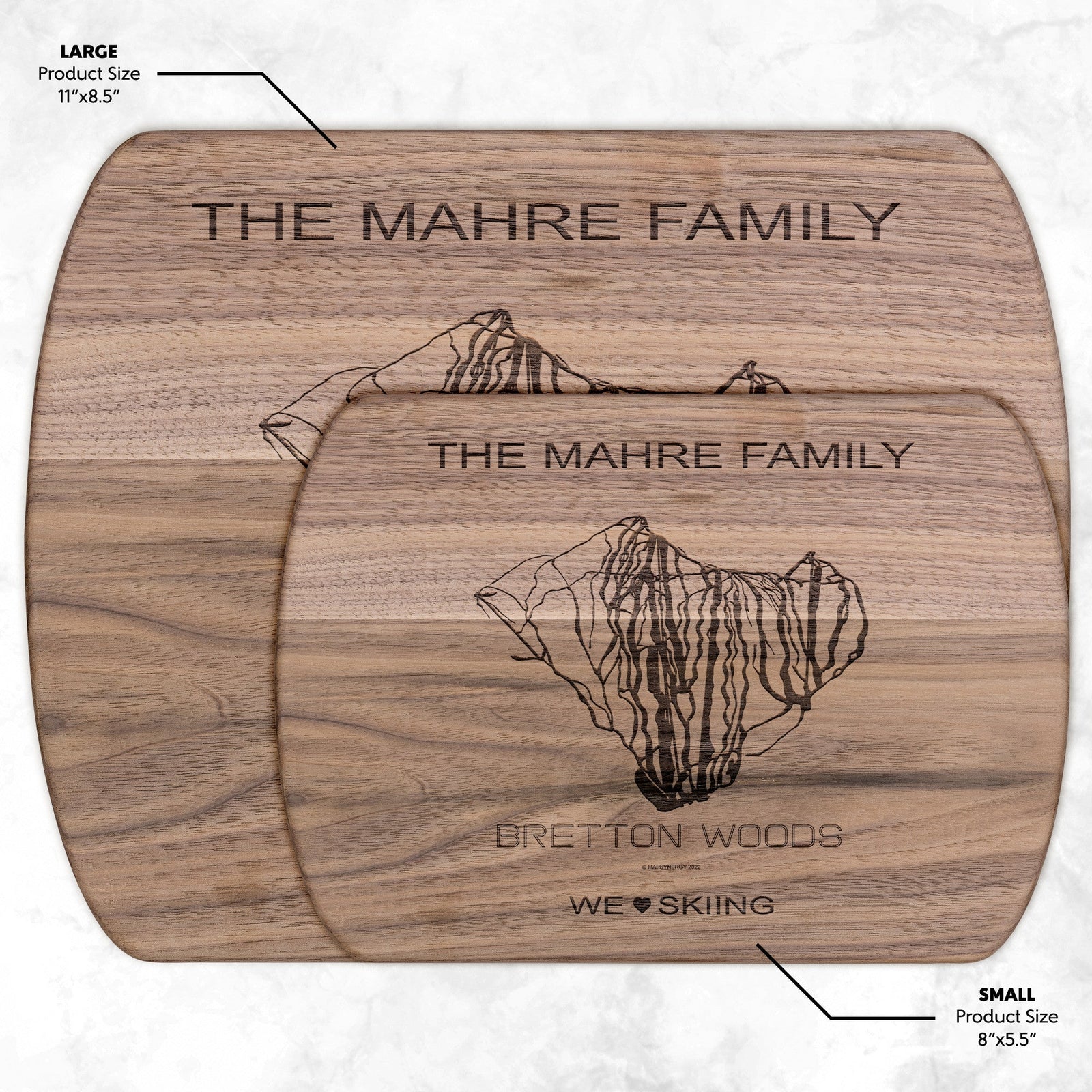 PERSONALIZED Bretton Woods , New Hampshire SKI TRAIL MAP CUTTING BOARD