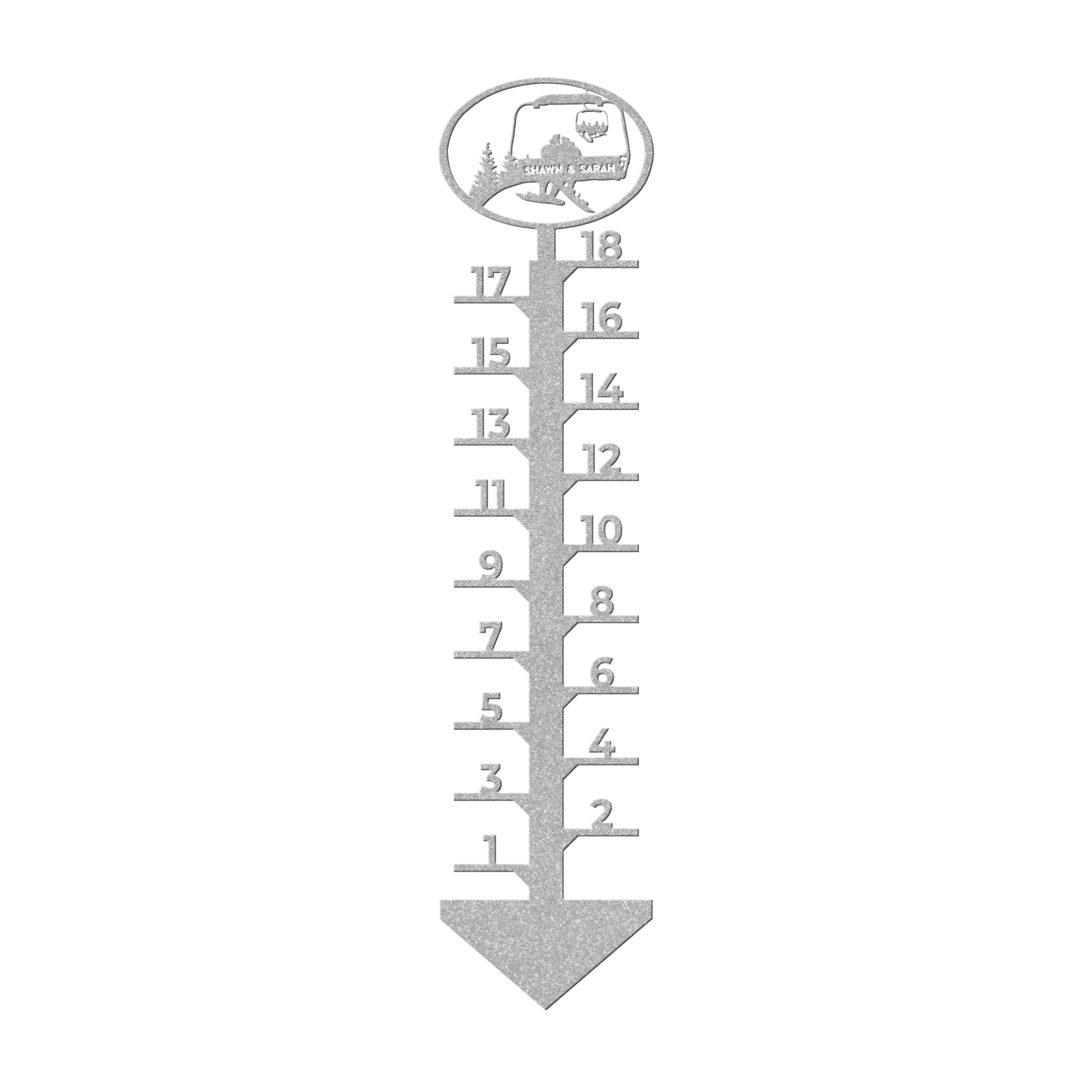 PERSONALIZED CHAIRLIFT SNOW GAUGE- SNOWBOARDING COUPLE - MADE IN THE USA 🇺🇸