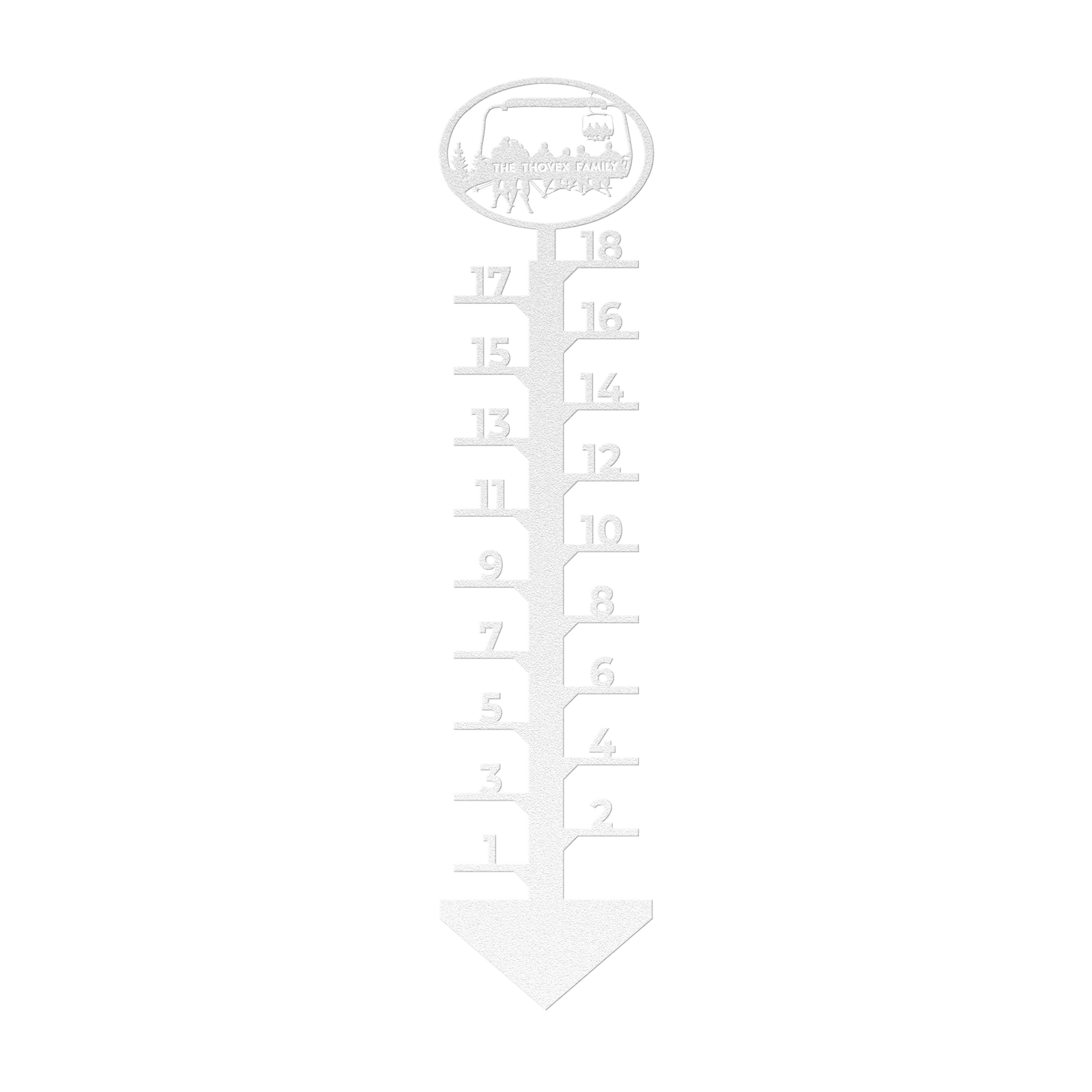 PERSONALIZED Chairlift Snow Gauge - Skiing Parents, 4 Skiing Children - Made in the USA