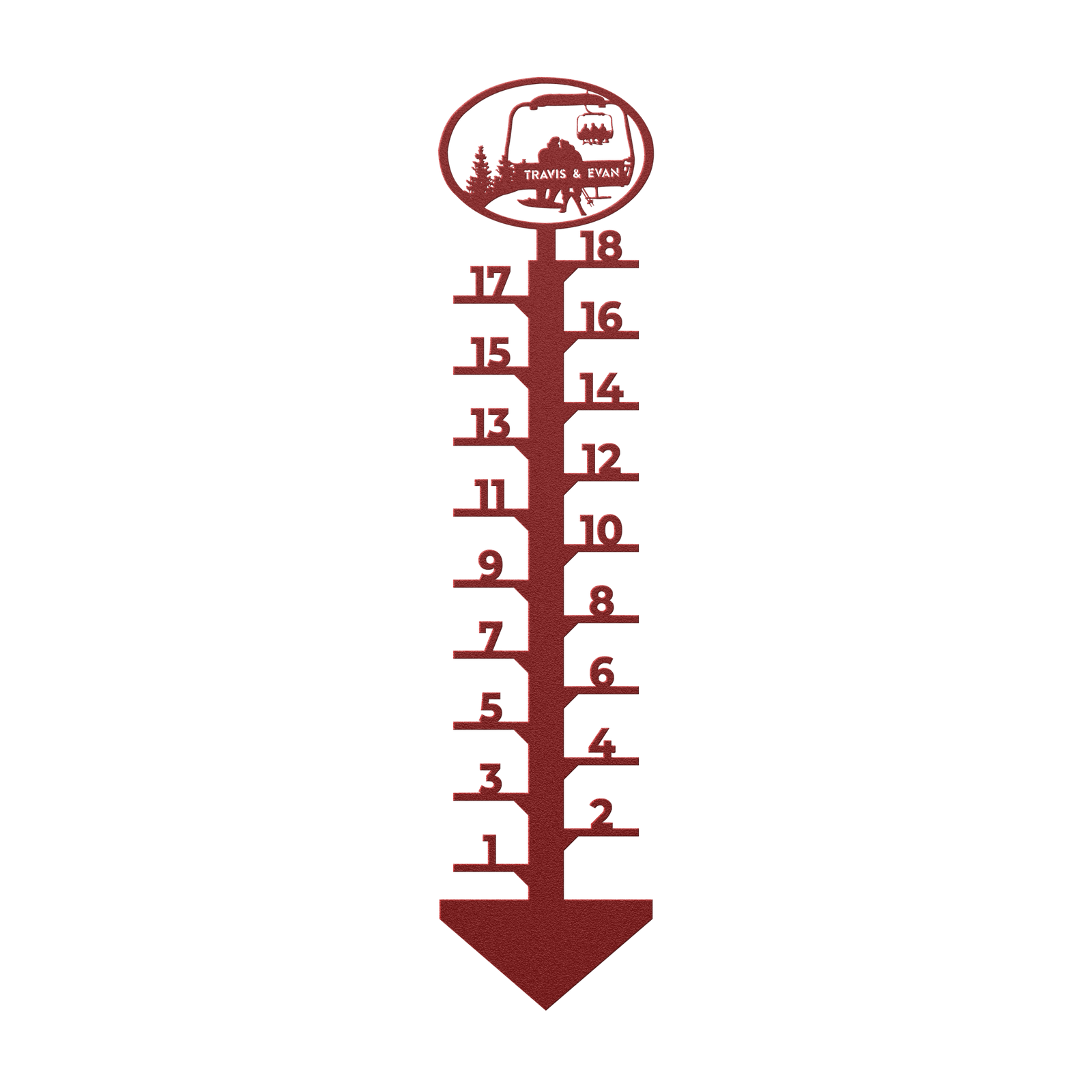 PERSONALIZED Chairlift Snow Gauge - Skiing mom, Snowboarding Dad- Made in the USA