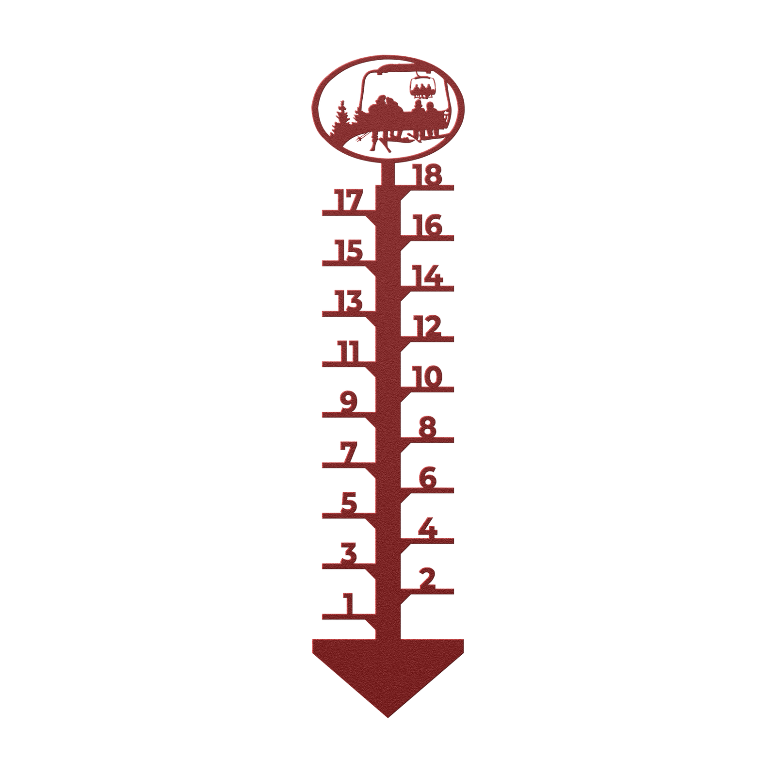 PERSONALIZED Chairlift Snow Gauge - Skiing Dad, Snowboarding Mom And 2 Snowboarding Children- Made in the USA