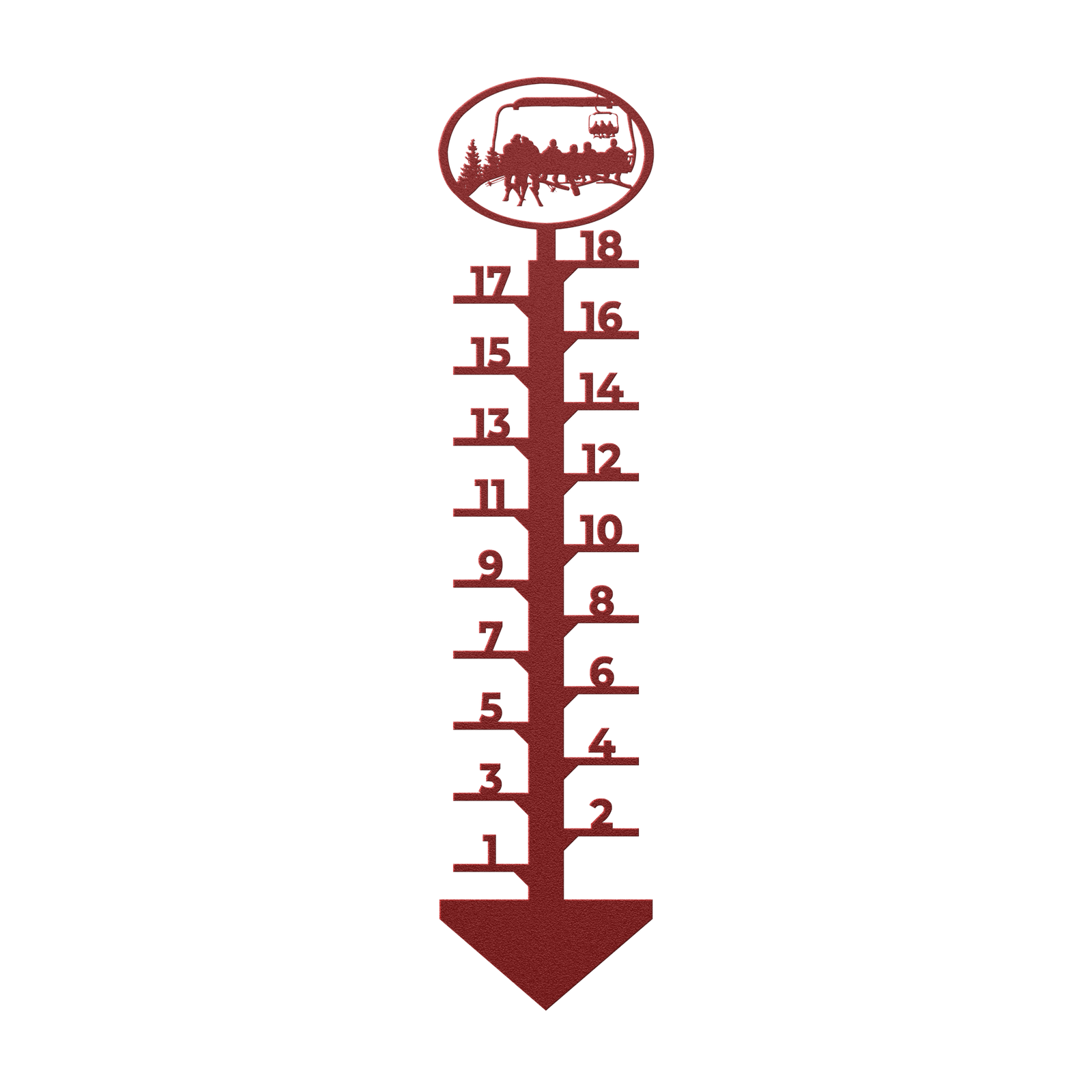 PERSONALIZED Chairlift Snow Gauge - Skiing Couple, 4 Skiing Children - Made in the USA